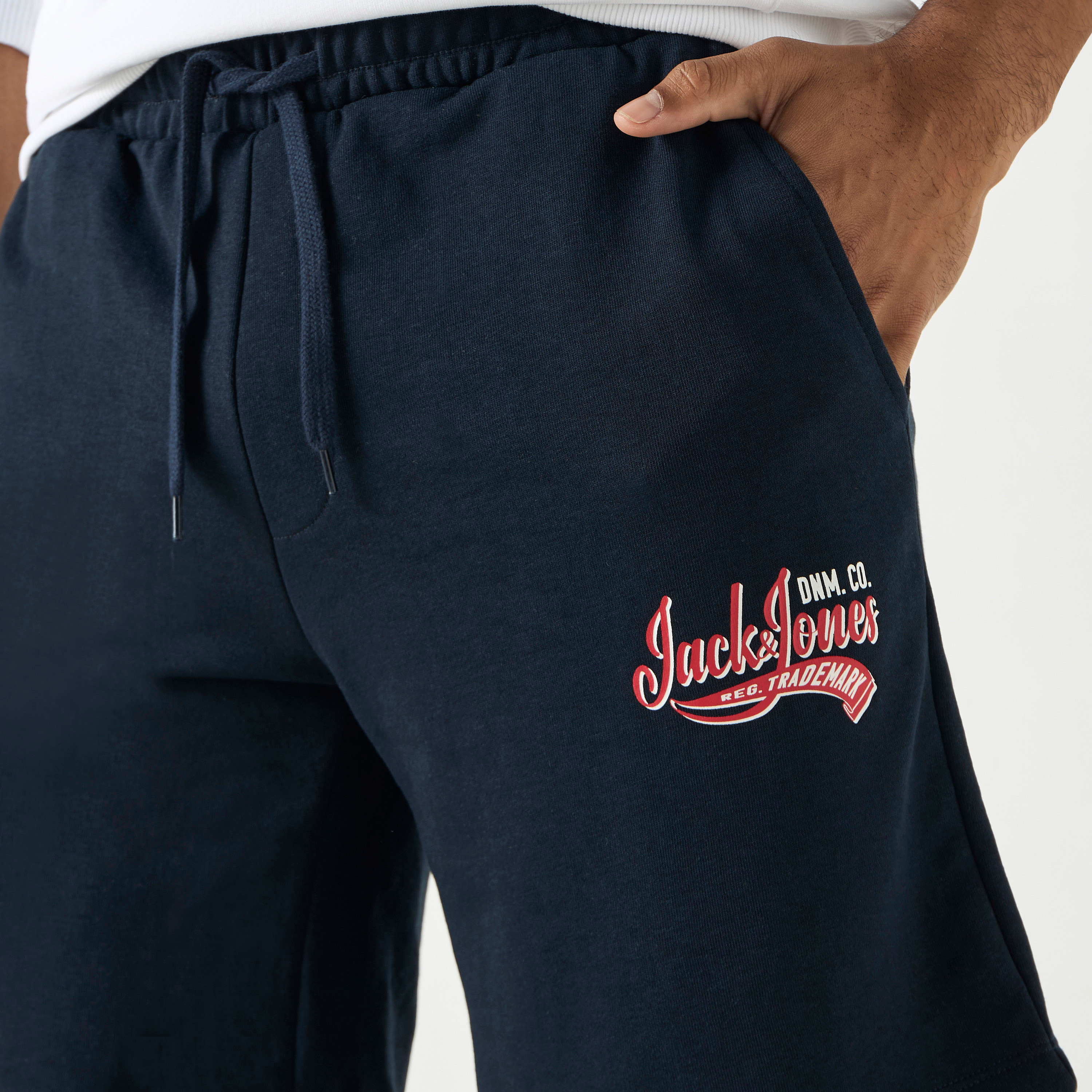 Jack & Jones Logo Mid Waist Drawstring Sweat Shorts-men-clothing-bottoms-shorts-image-4