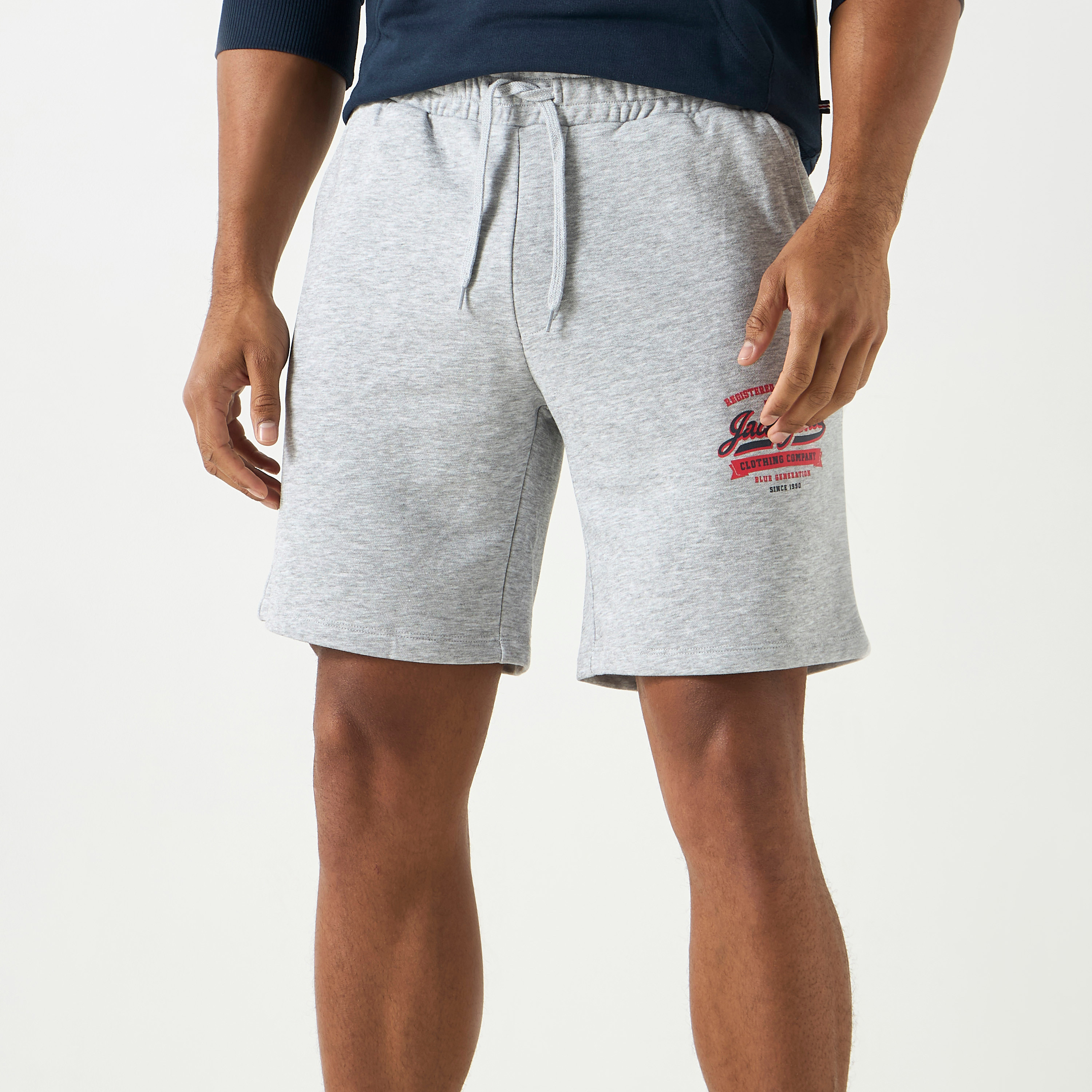 Jack & Jones Logo Mid Waist Drawstring Sweat Shorts-men-clothing-bottoms-shorts-image-5