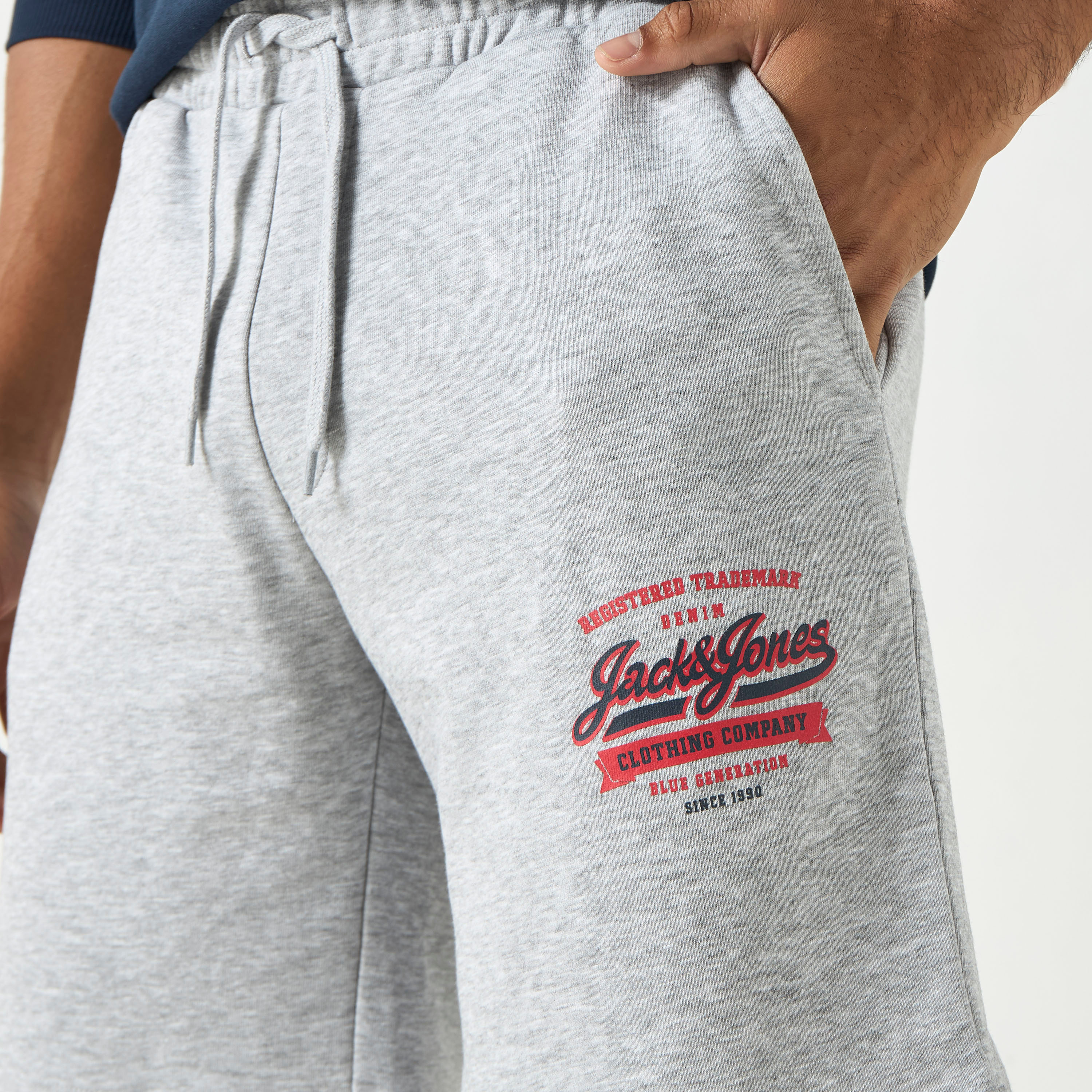 Jack & Jones Logo Mid Waist Drawstring Sweat Shorts-men-clothing-bottoms-shorts-image-8