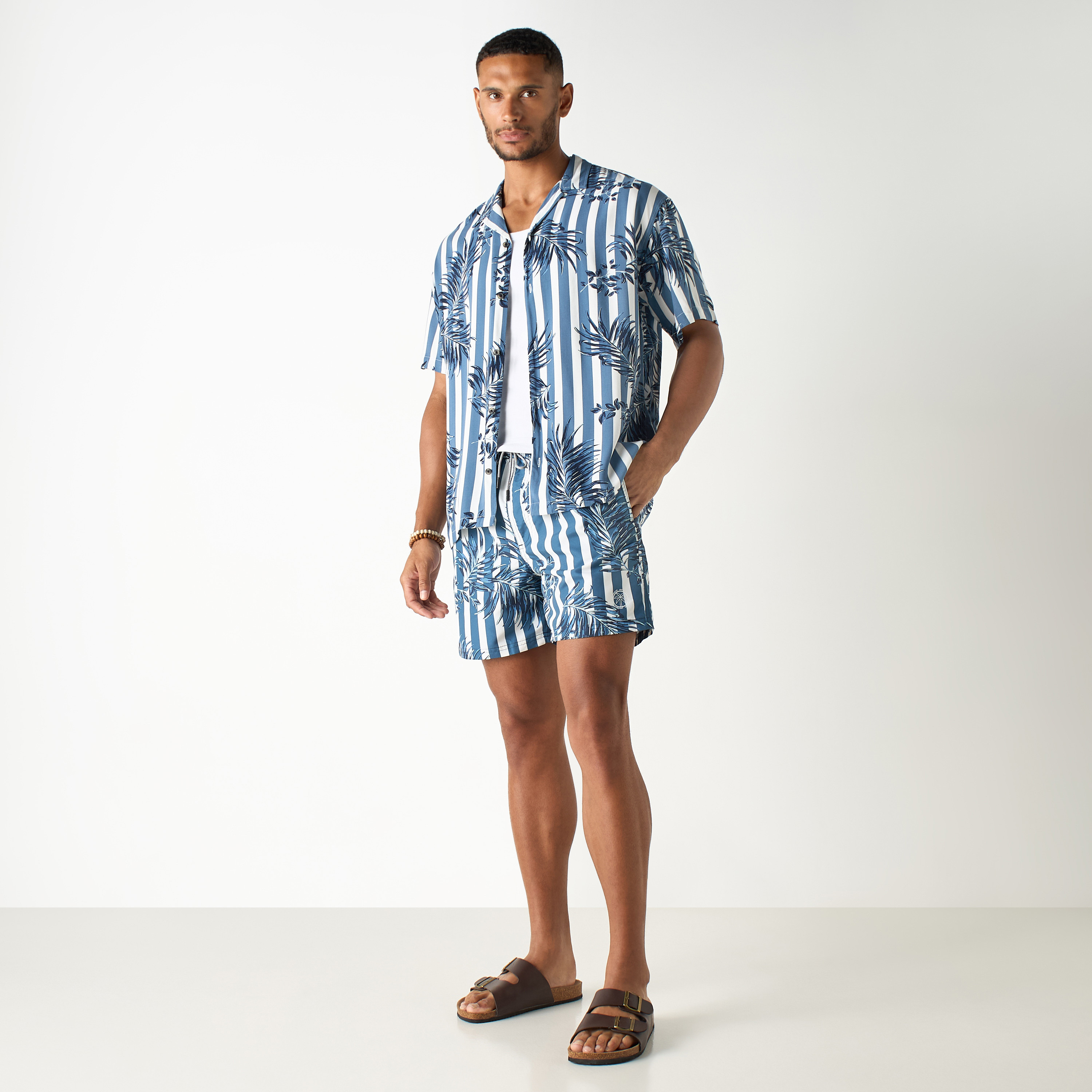 Jack & Jones Tropical Stripes Drawstring Waistband Swim Shorts-men-clothing-bottoms-shorts-image-2