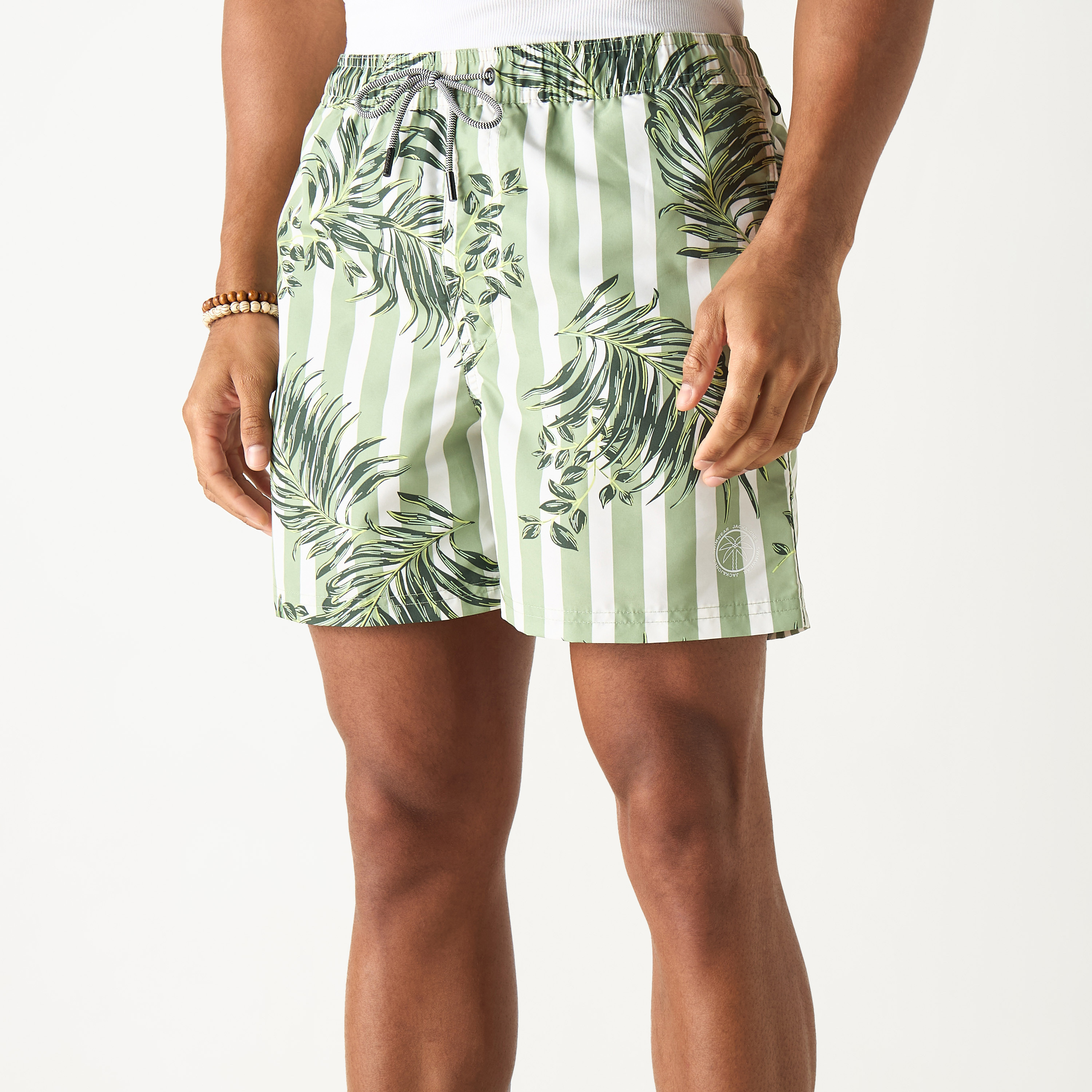 Jack & Jones Tropical Stripes Drawstring Waistband Swim Shorts-men-clothing-bottoms-shorts-image-5