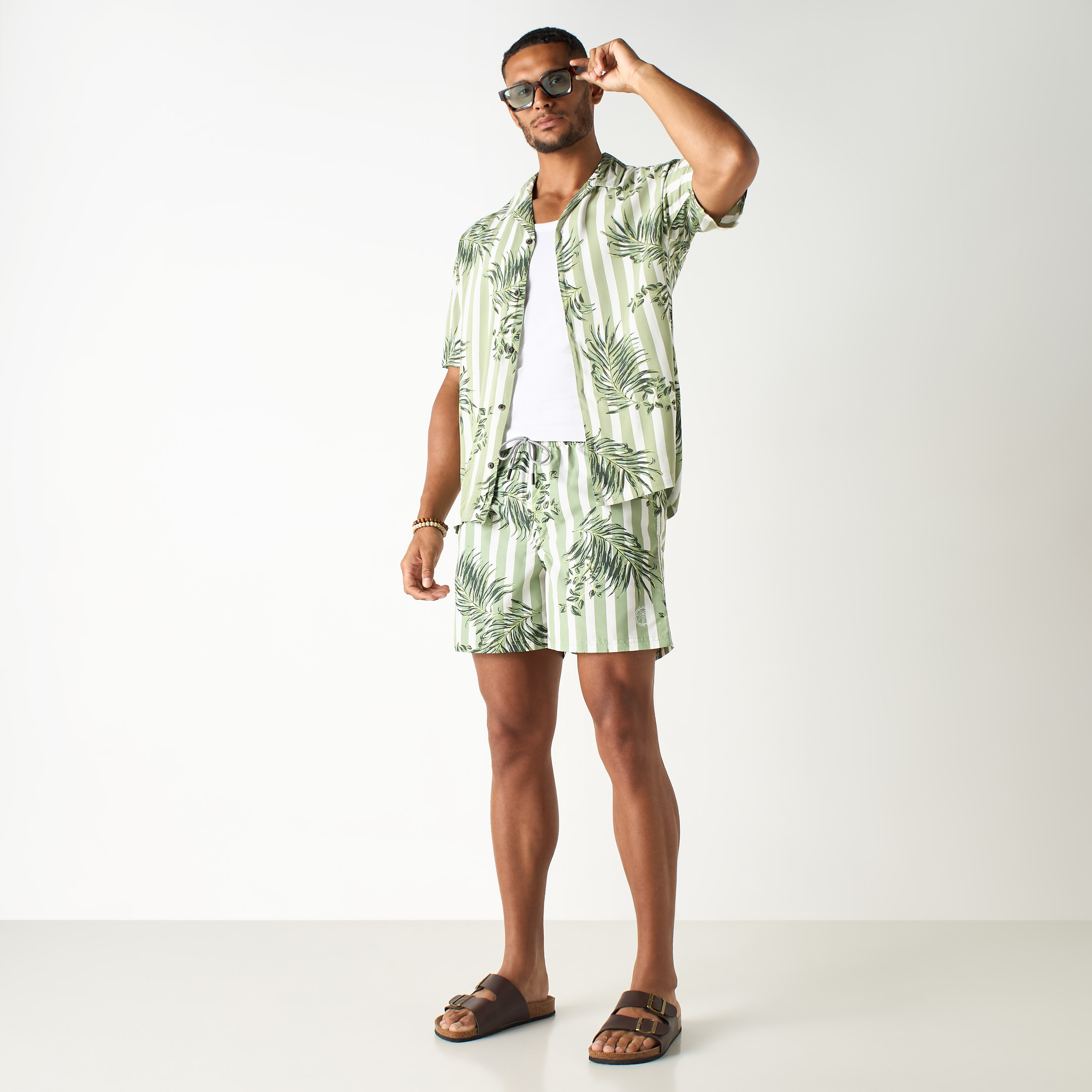 Jack & Jones Tropical Stripes Drawstring Waistband Swim Shorts-men-clothing-bottoms-shorts-image-6