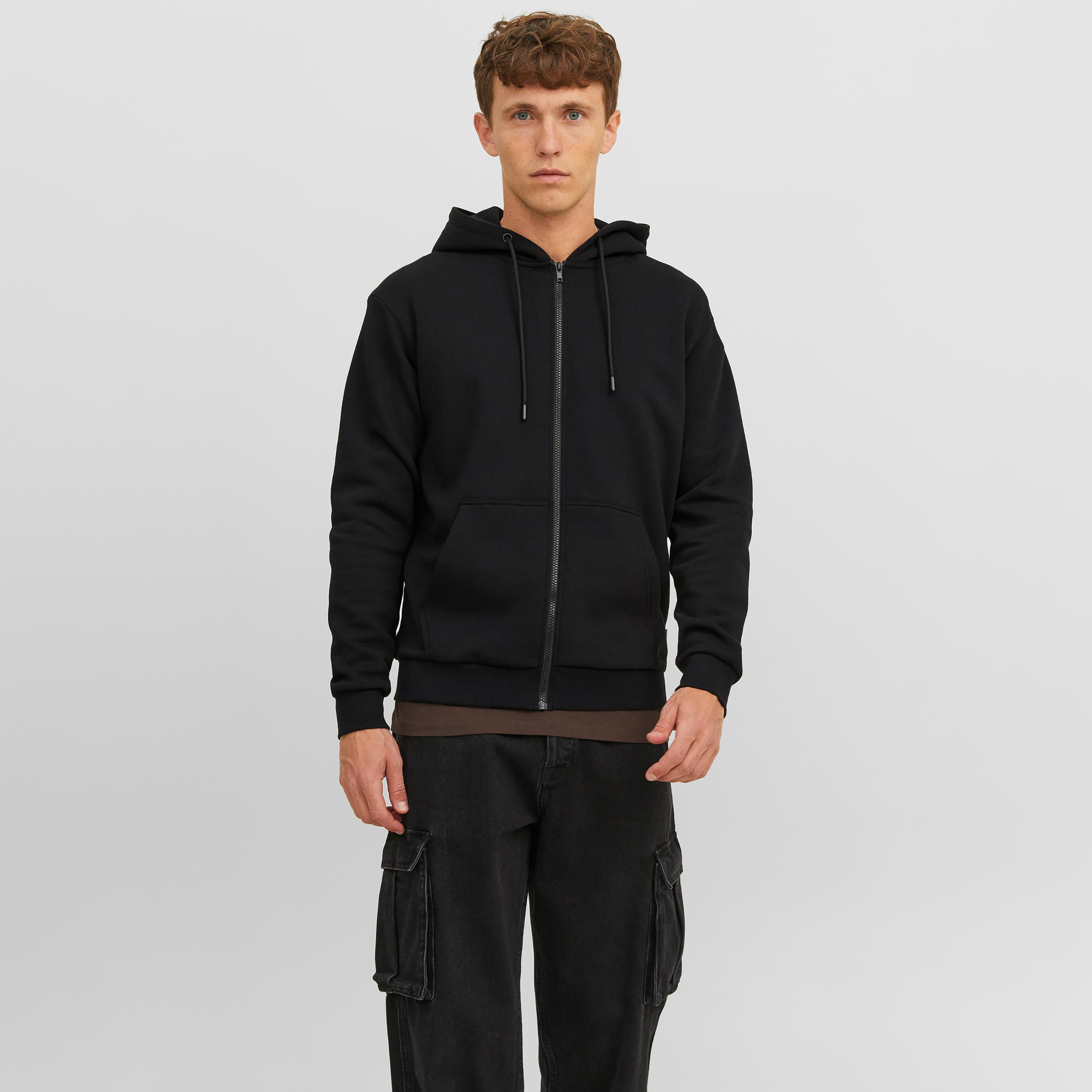 Jack & Jones Plain Zip Through Hoodies with Split Kangaroo Pocket-men-winterwear-hoodiesandsweatshirts-image-1