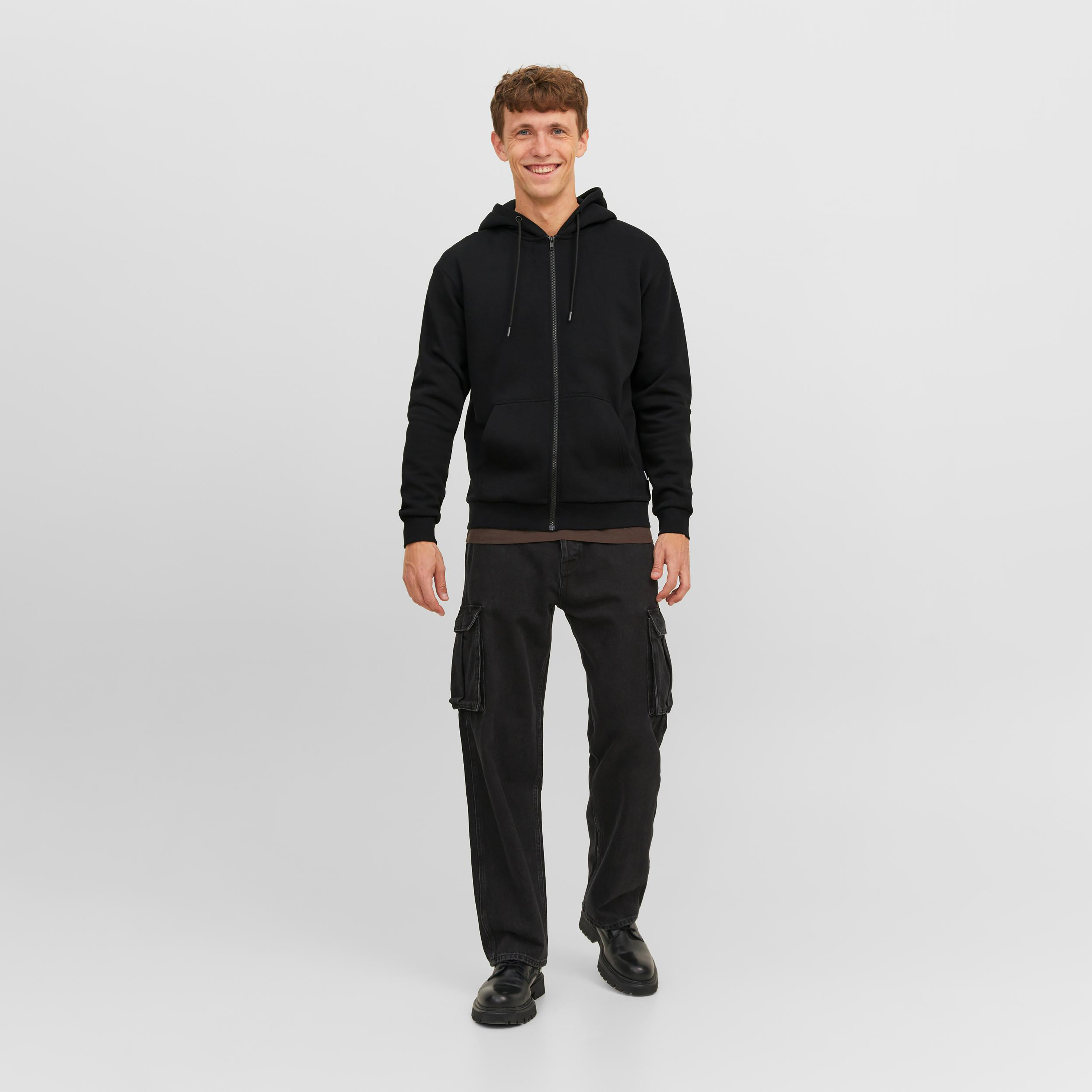 Jack & Jones Plain Zip Through Hoodies with Split Kangaroo Pocket-men-winterwear-hoodiesandsweatshirts-image-2