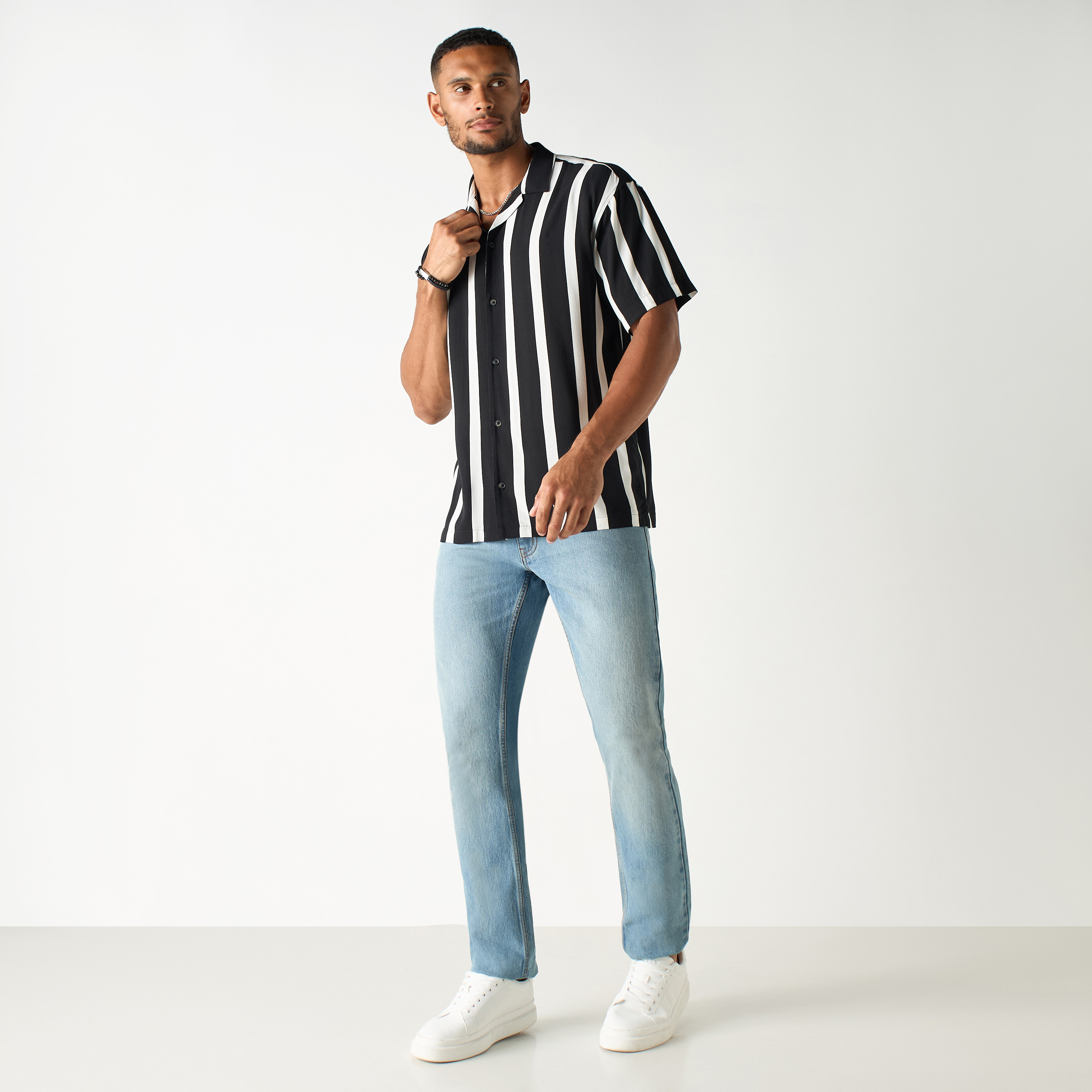 Jack & Jones Stripes Cuban Collar Short Sleeves Shirt-men-clothing-shirts-image-2