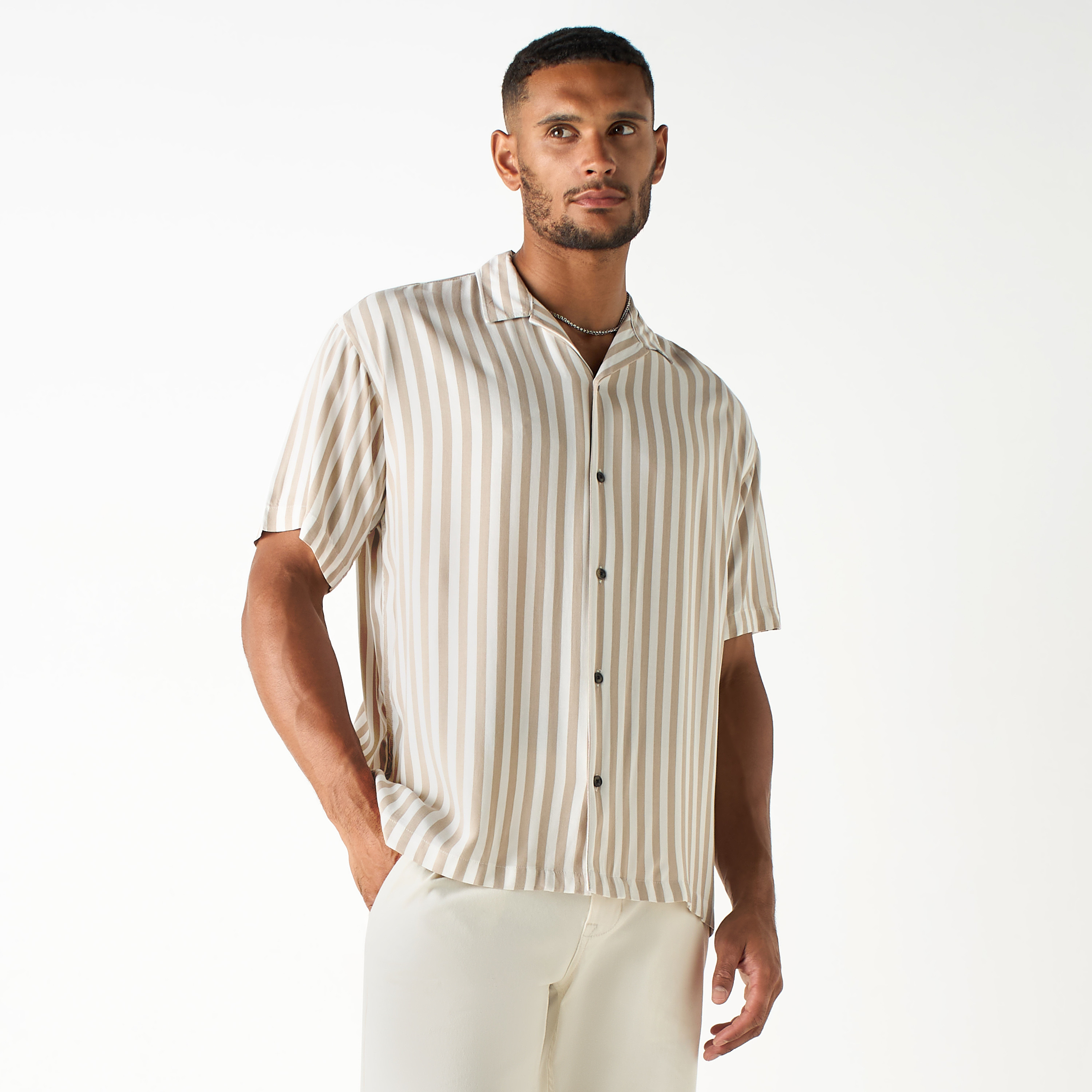 Jack & Jones Stripes Cuban Collar Short Sleeves Shirt-men-clothing-shirts-image-1