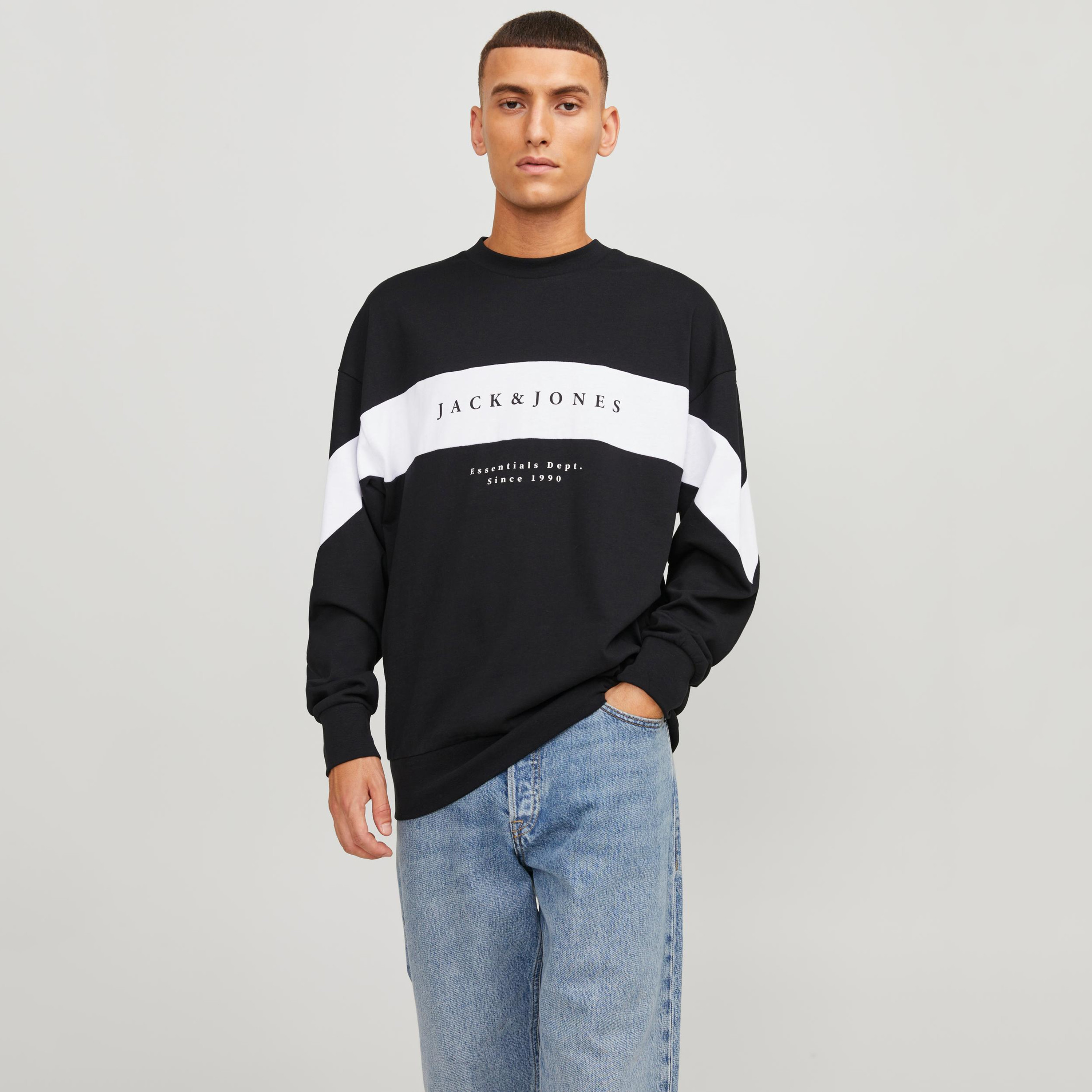 Jack & Jones Logo Print Crew Neck Sweatshirt-men-winterwear-hoodiesandsweatshirts-image-1