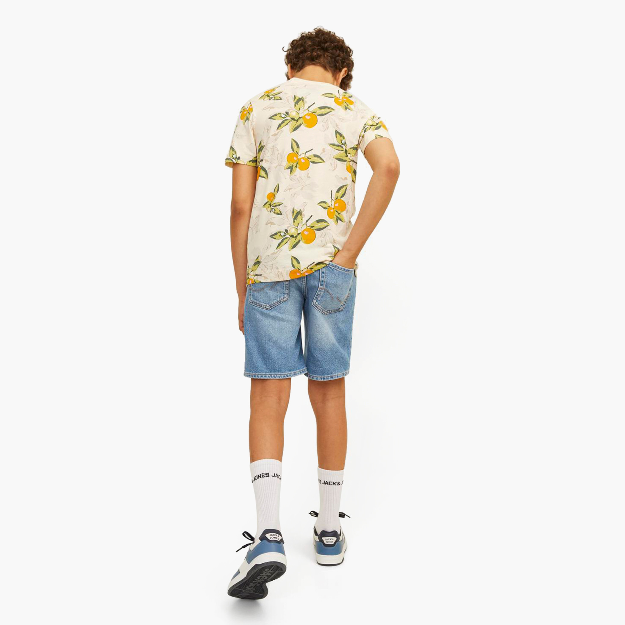 Jack & Jones Junior Solid Denim Shorts with Pockets and Button Closure-boys-clothing-bottoms-shorts-image-6