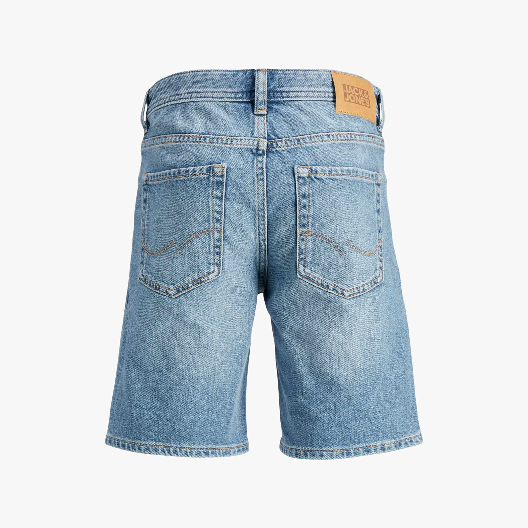 Jack & Jones Junior Solid Denim Shorts with Pockets and Button Closure-boys-clothing-bottoms-shorts-image-2