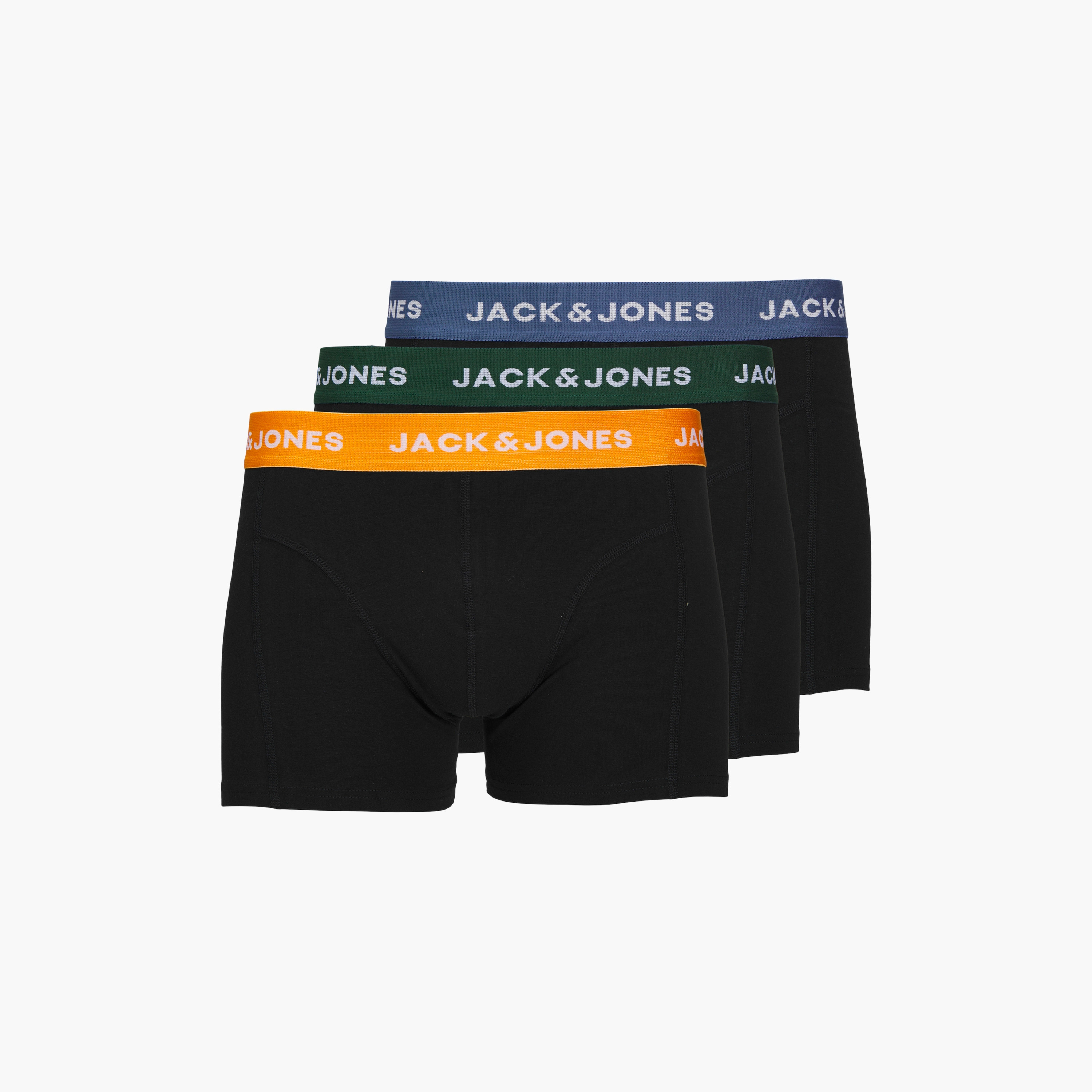 Jack & Jones Pack of 3 Multicolour Branding Elasticated Trunks-men-clothing-innerwear-underwear-image-1