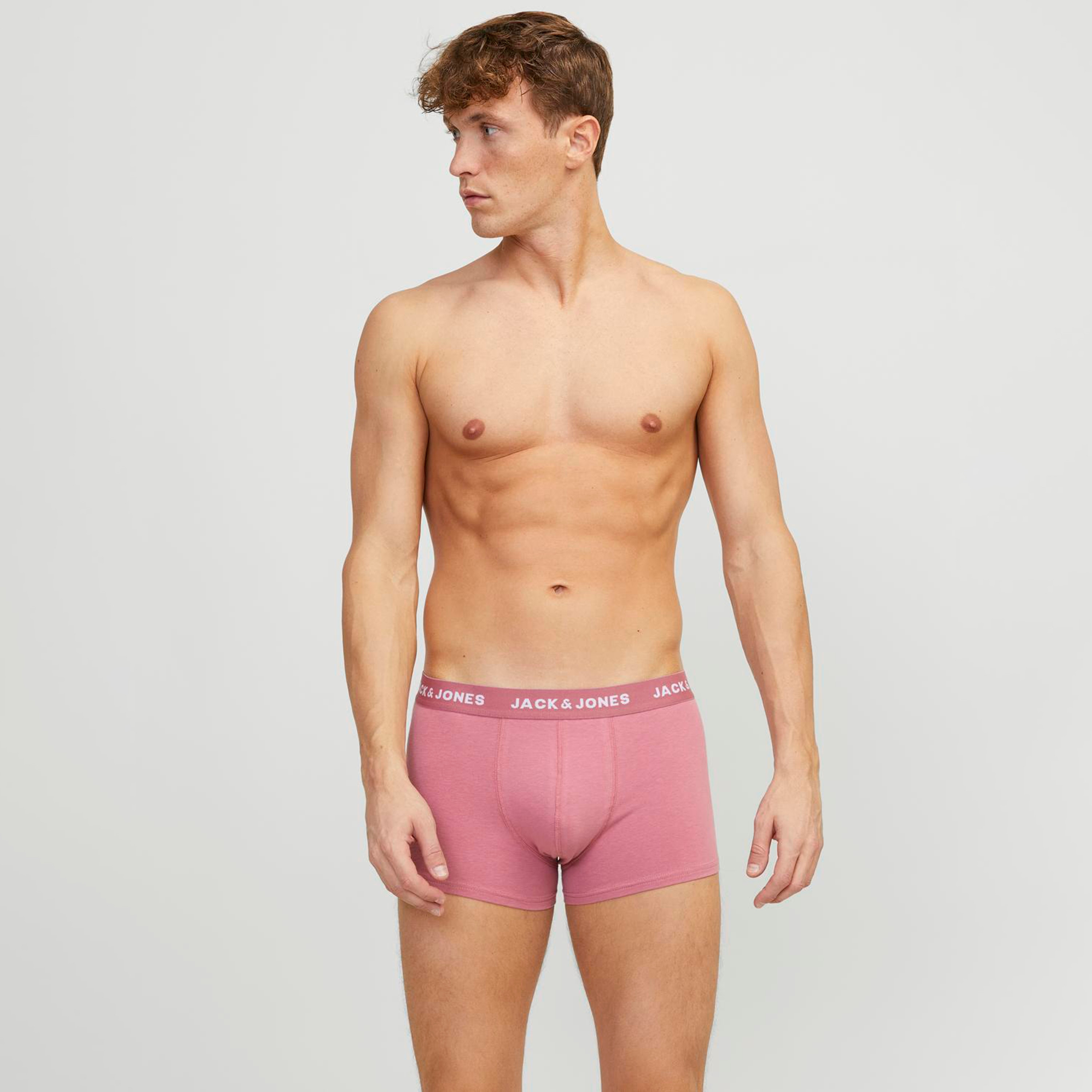 Jack & Jones Pack of 5 Plain Trunks with Brand Print Waistband-men-clothing-innerwear-underwear-image-2