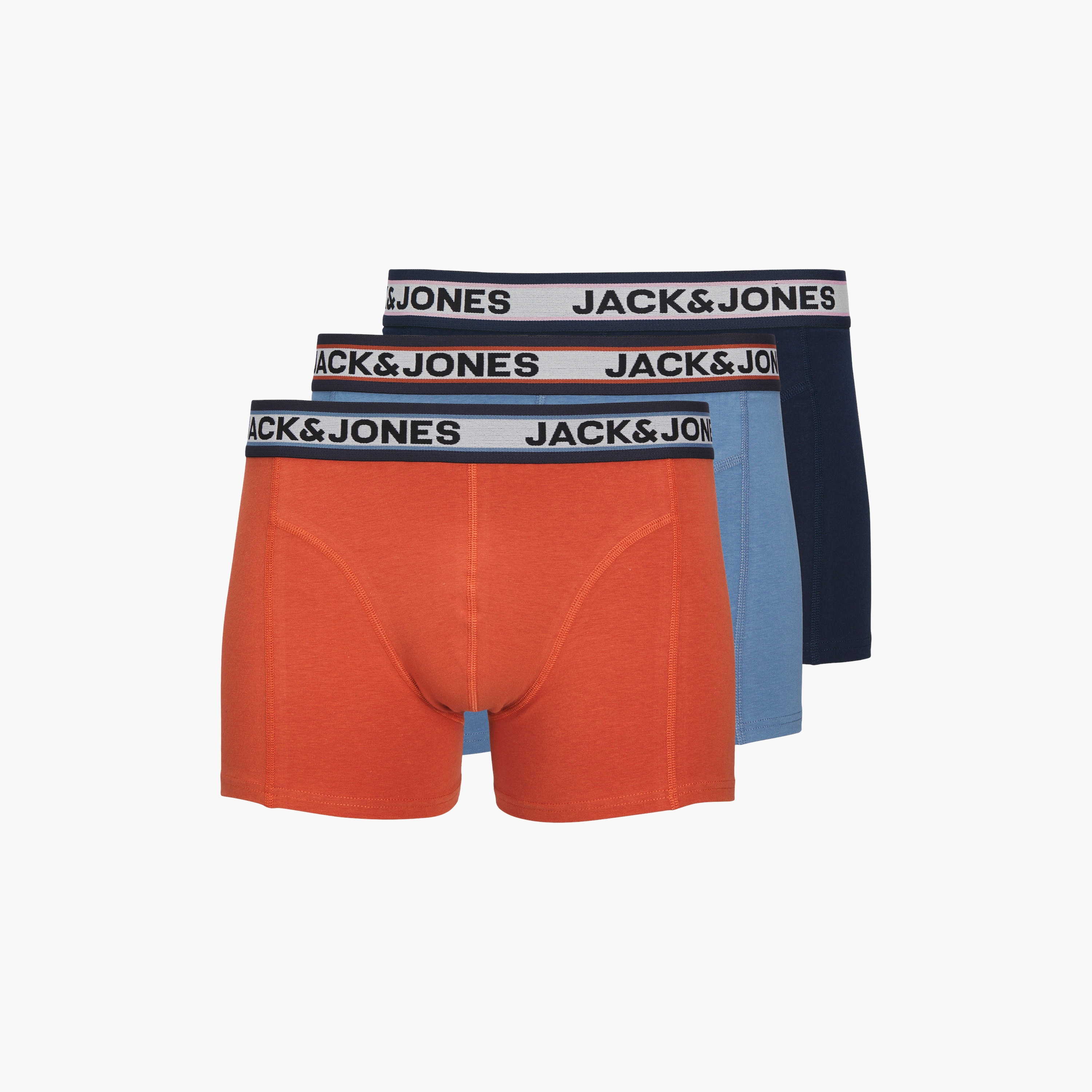 Jack & Jones Pack of 3 Multicolour Branding Elasticated Trunks-men-clothing-innerwear-underwear-image-1