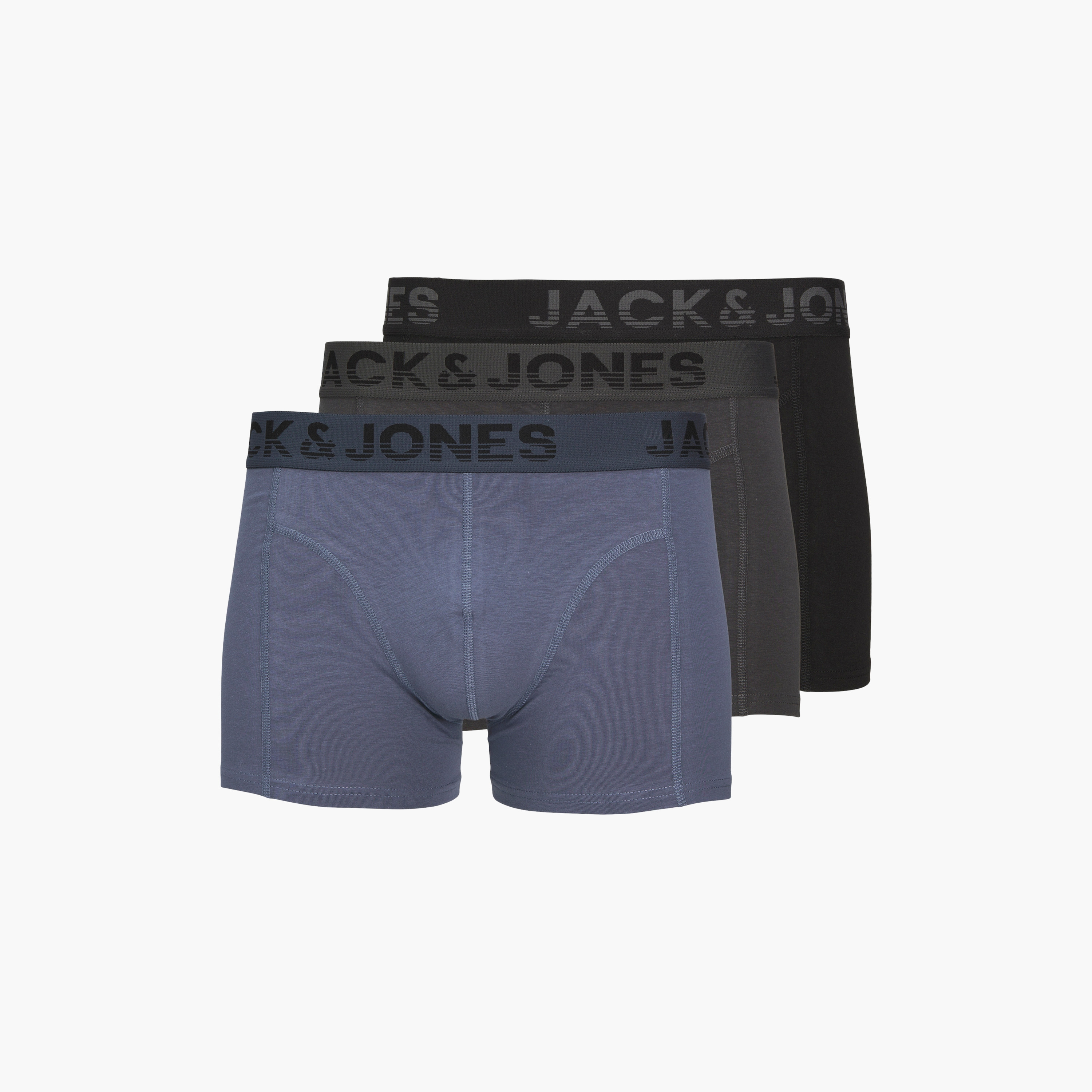 Jack & Jones Pack of 3 Multicolour Branding Elasticated Trunks-men-clothing-innerwear-underwear-image-1