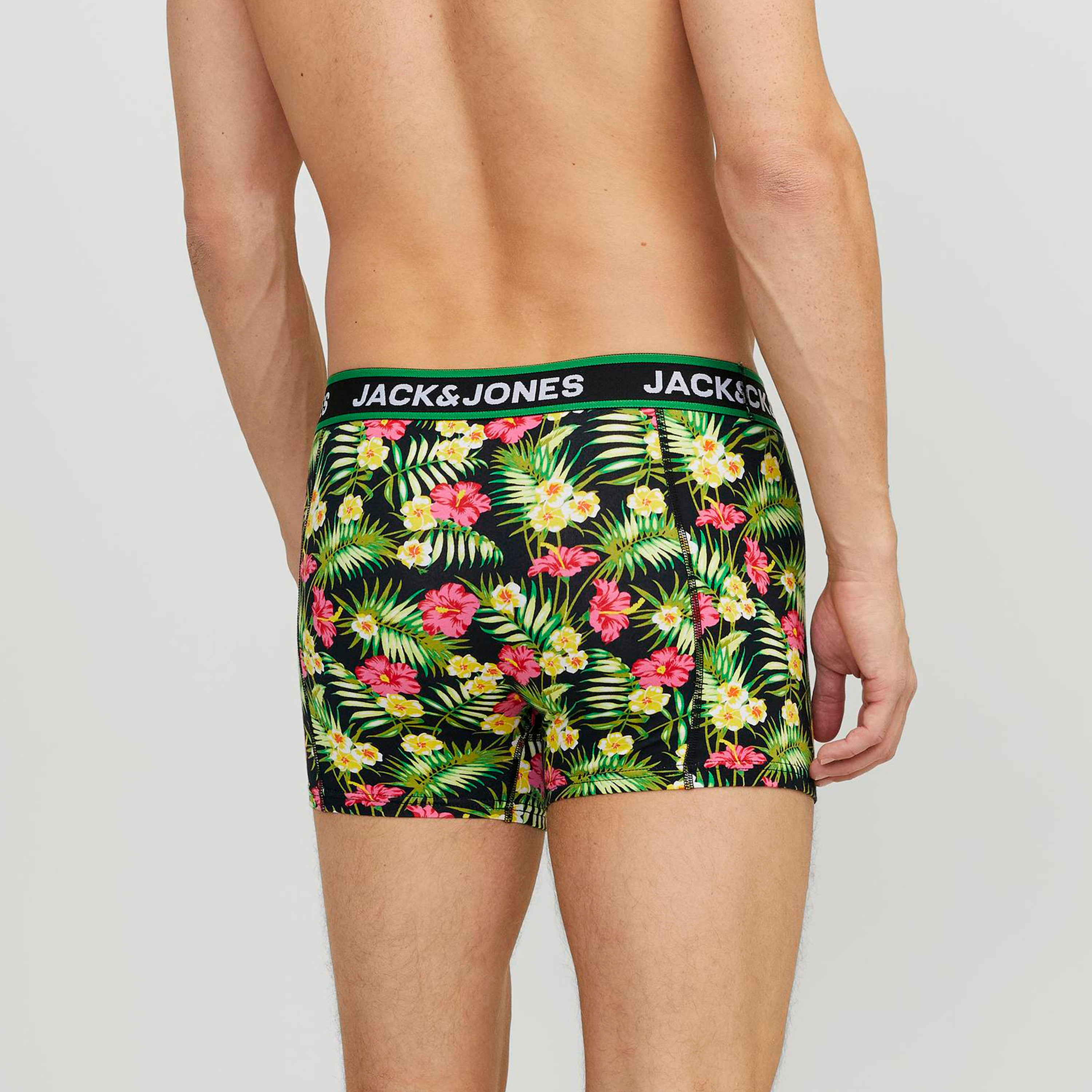 Jack & Jones Pack of 3 Black Assorted Branding Elasticated Trunks-men-clothing-innerwear-underwear-image-5