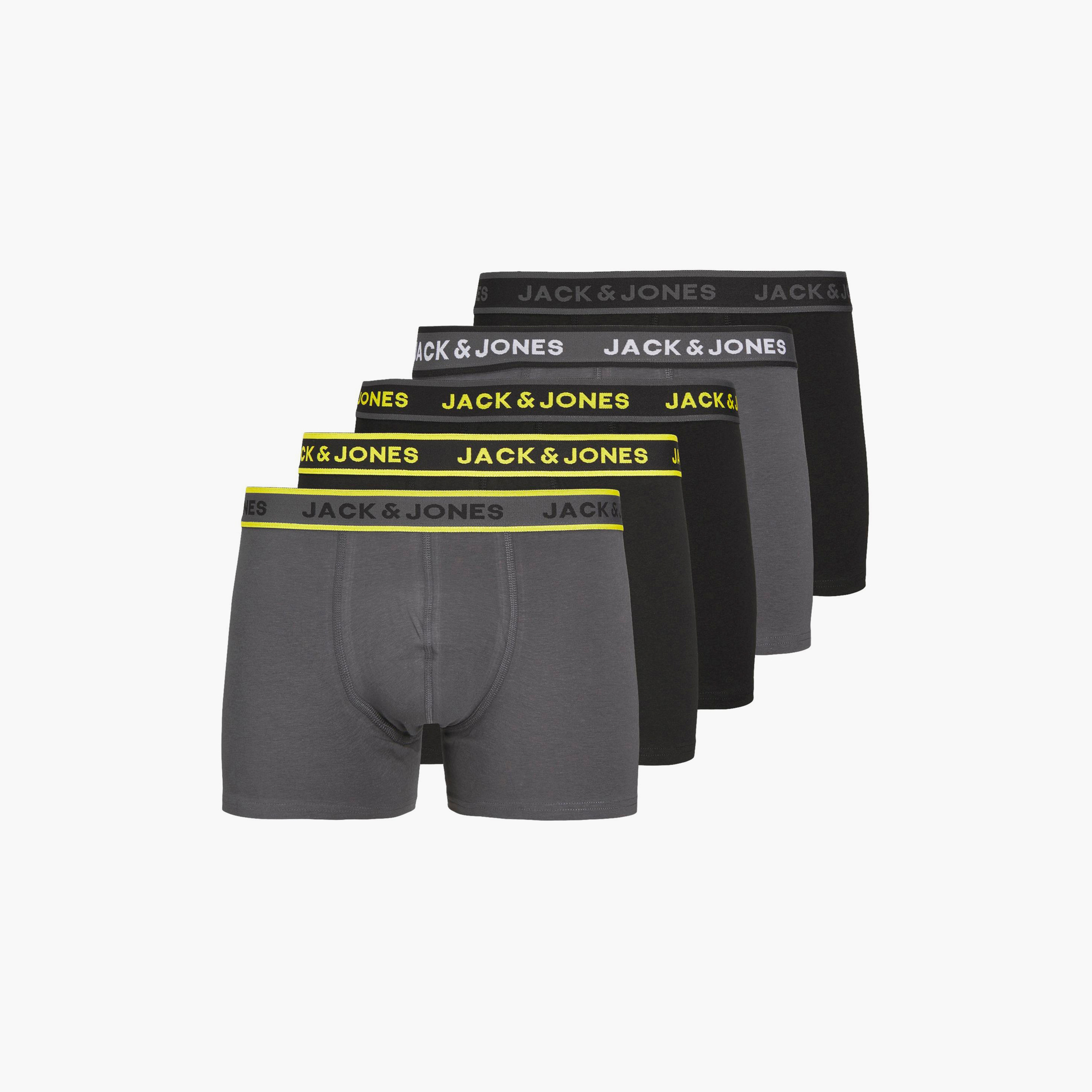 Jack & Jones Pack of 5 Multicolour Branding Elasticated Trunks-men-clothing-innerwear-underwear-image-1