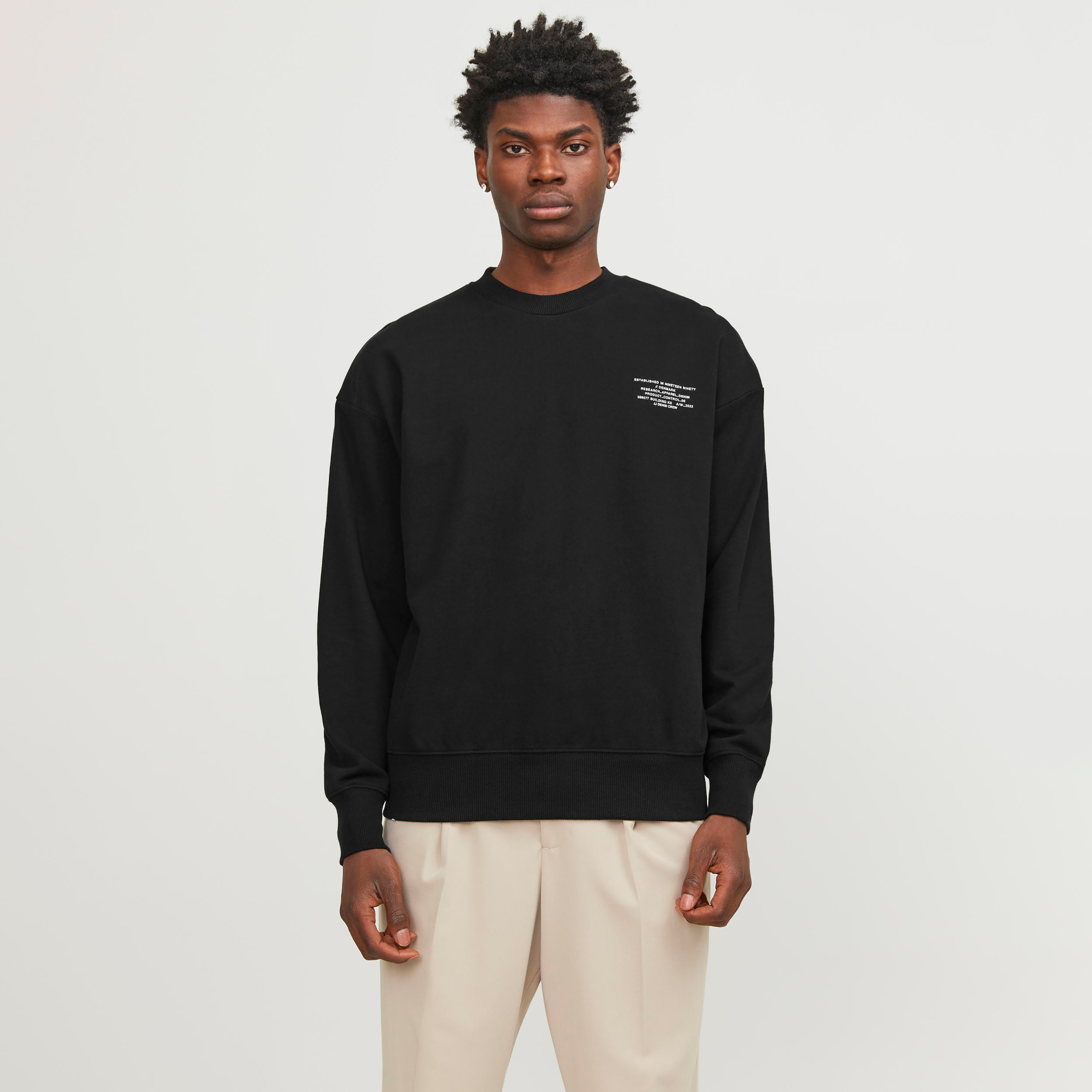 Jack & Jones Plain Crew Neck Long Sleeves Oversized Sweatshirt-men-winterwear-hoodiesandsweatshirts-image-1