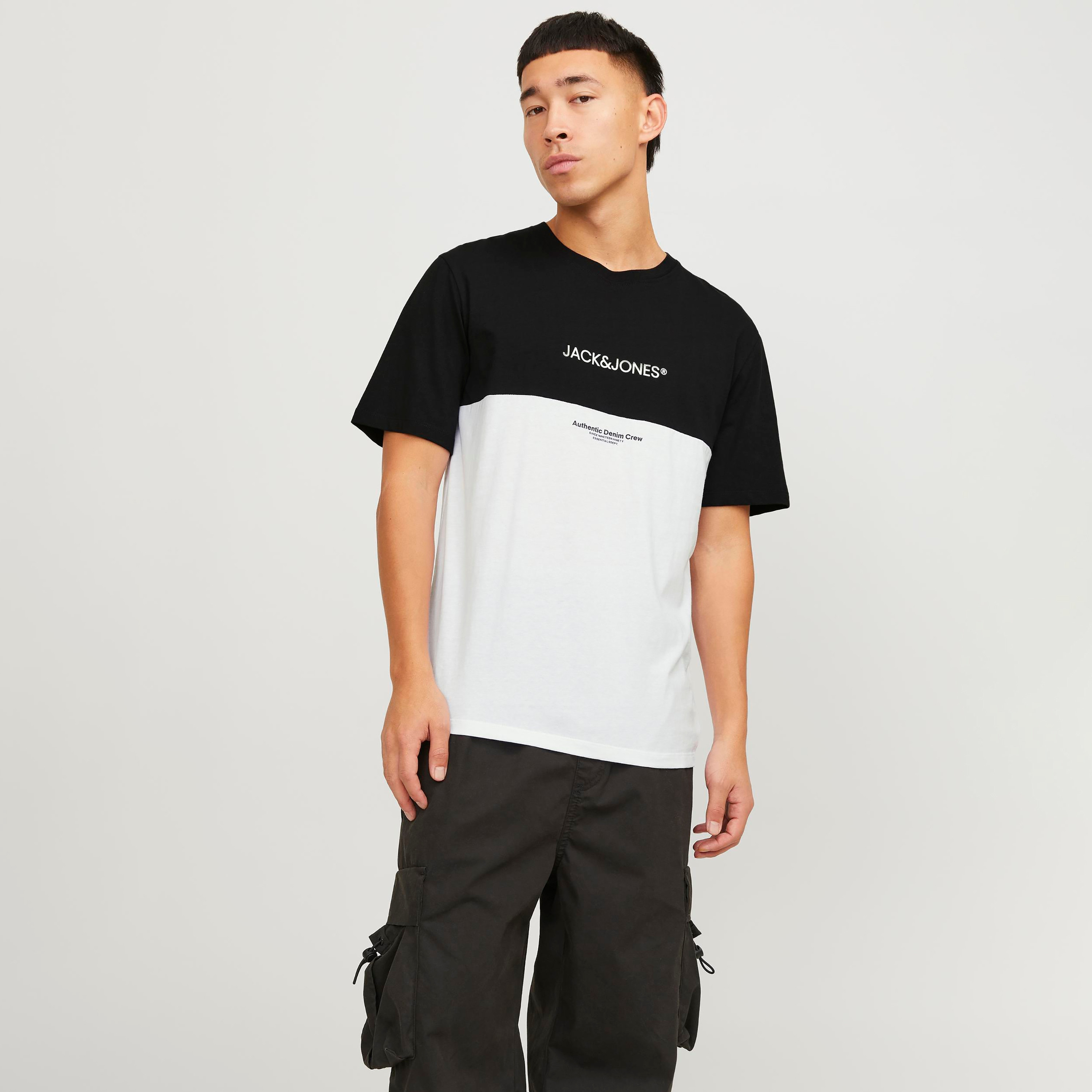 تي شيرت من جاك آند جونز بأكمام قصيرة و ياقة مستديرة مع كلر بلوك-men-clothing-tshirtsandpolos-tshirts-image-1