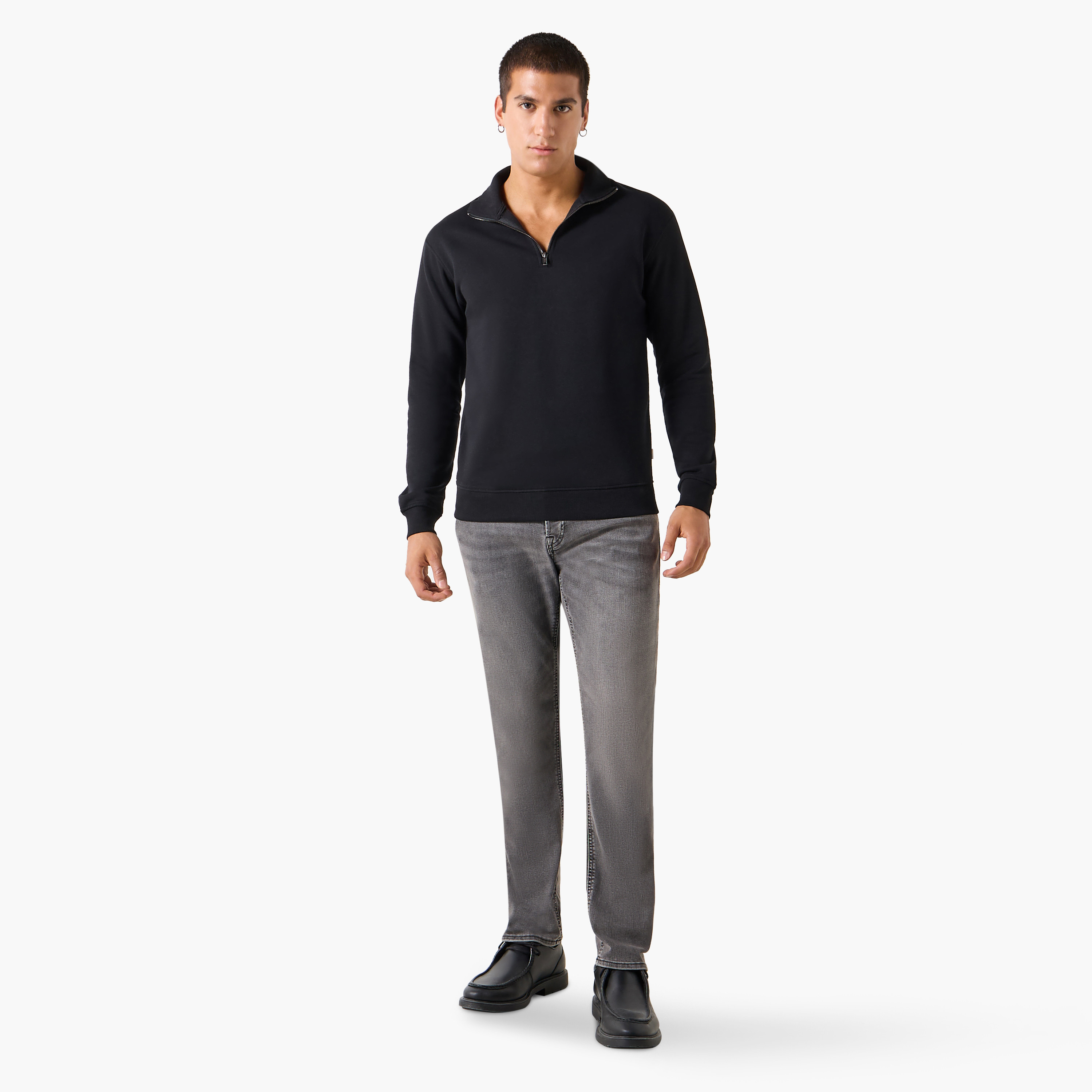 سويت شيرت سادة بياقة عالية وأكمام طويلة للرجال من جاك آند جونز-men-clothing-hoodiesandsweatshirts-image-2