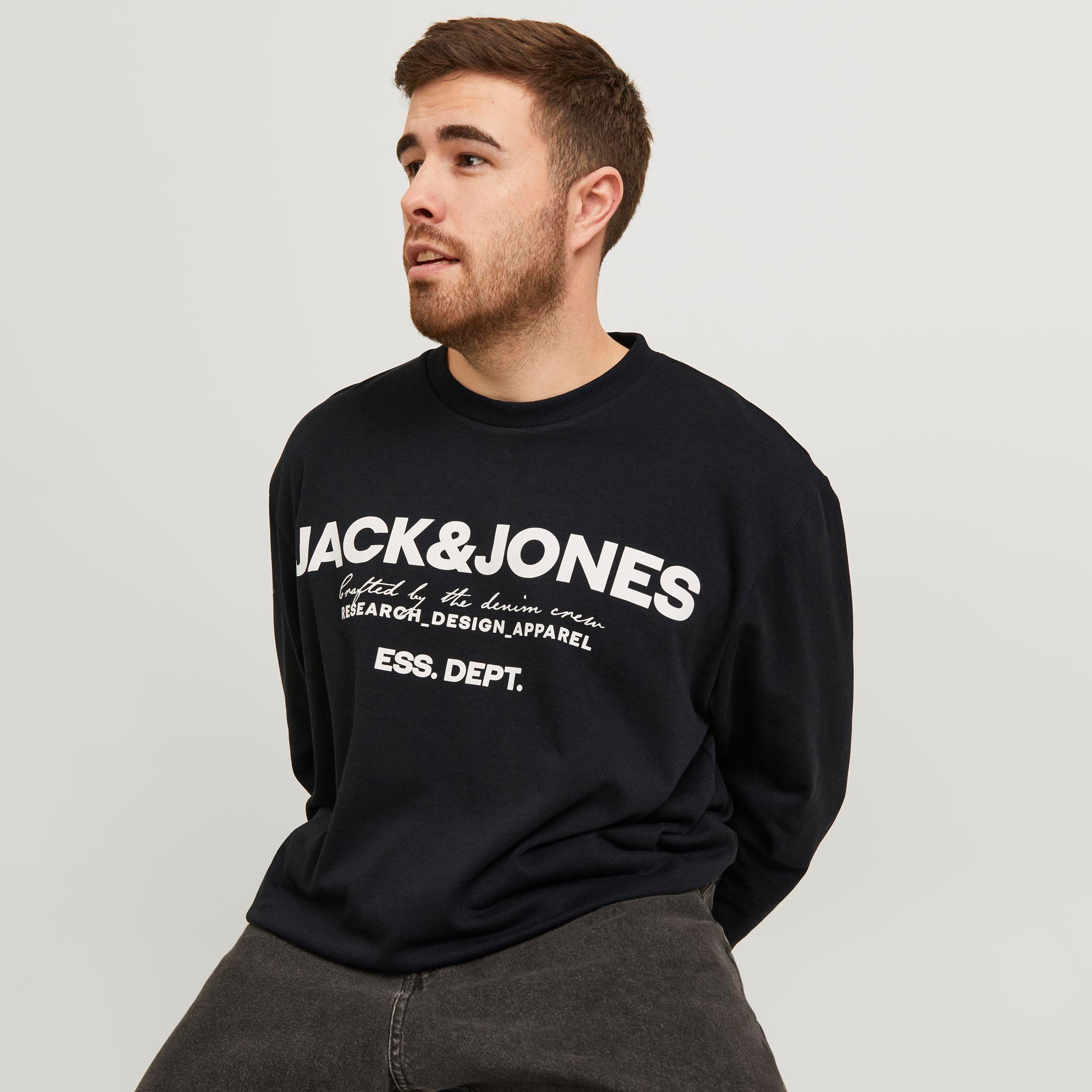 Jack & Jones Plus Size Logo Print Crew Neck Long Sleeves Sweatshirt-men-winterwear-hoodiesandsweatshirts-image-3