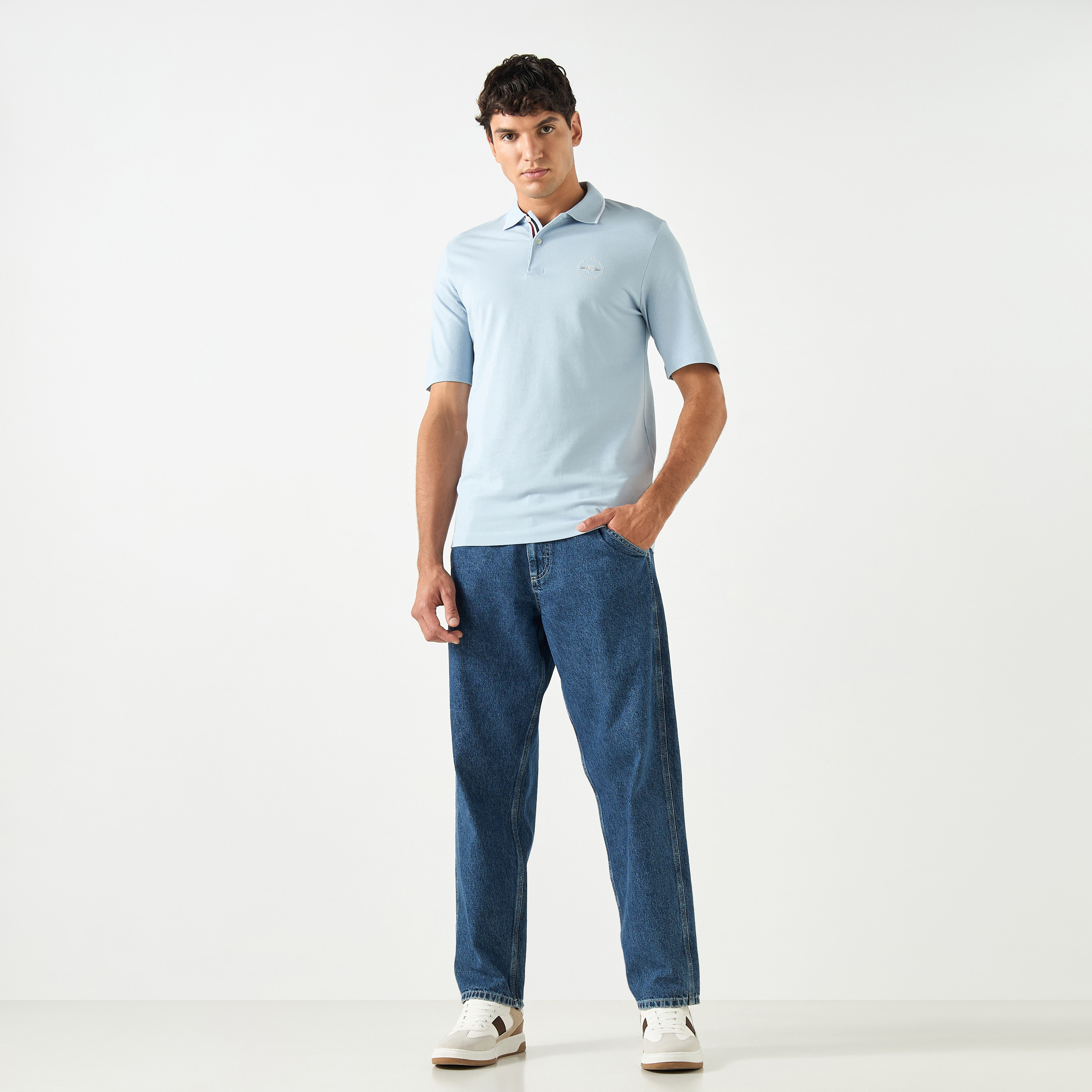 بولو تي شيرت من جاك آند جونز بأكمام قصيرة مع ياقة سادة-men-clothing-tshirtsandpolos-polos-image-6