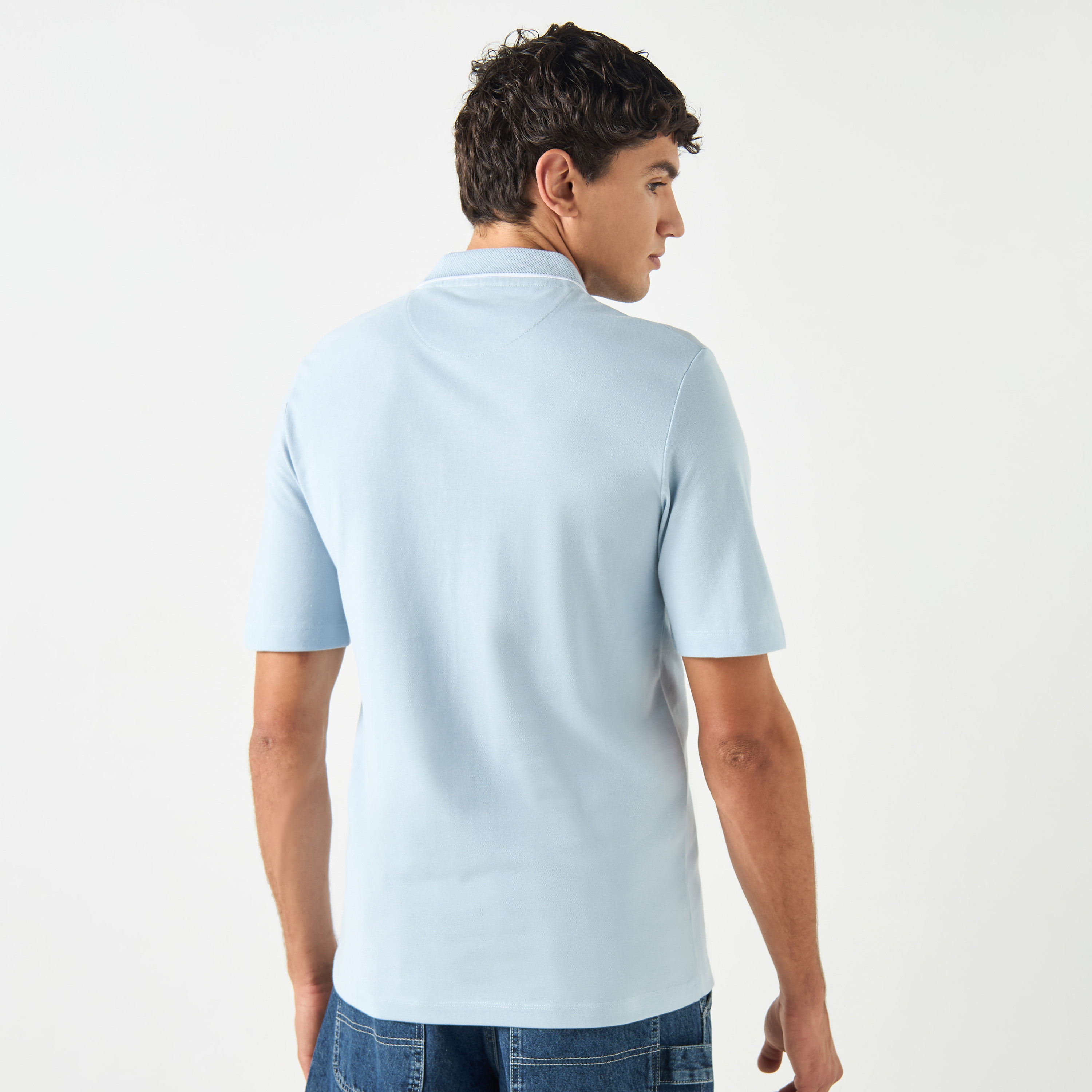 بولو تي شيرت من جاك آند جونز بأكمام قصيرة مع ياقة سادة-men-clothing-tshirtsandpolos-polos-image-7
