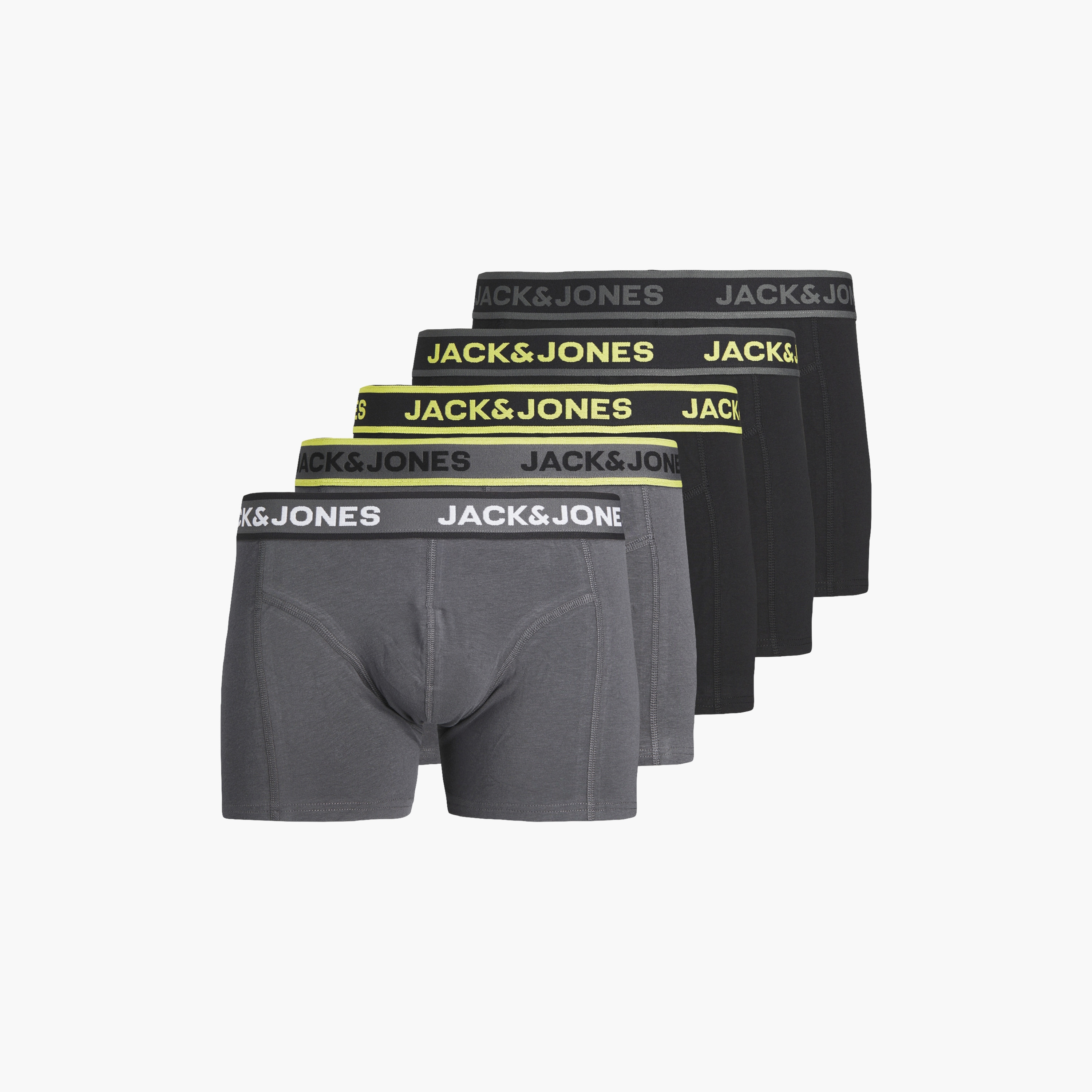مجموعة جاك آند جونز مكونة من 5 ترنكس سادة مع حزام خصر مطبوع عليه العلامة التجارية-men-clothing-innerwear-underwear-image-1