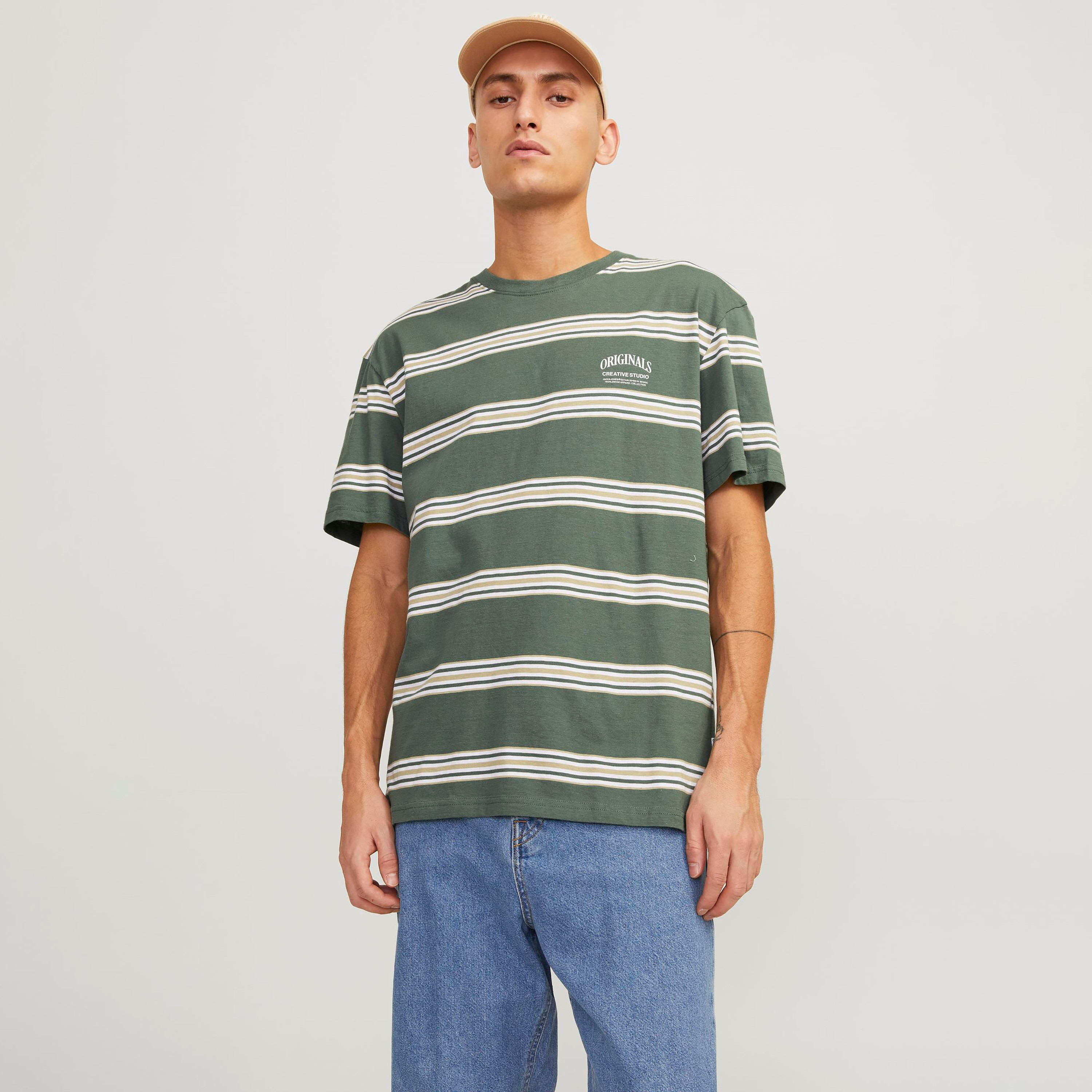 تي شيرت من جاك آند جونز مع مخطط بأكمام قصيرة و ياقة مستديرة-men-clothing-tshirtsandpolos-tshirts-image-5