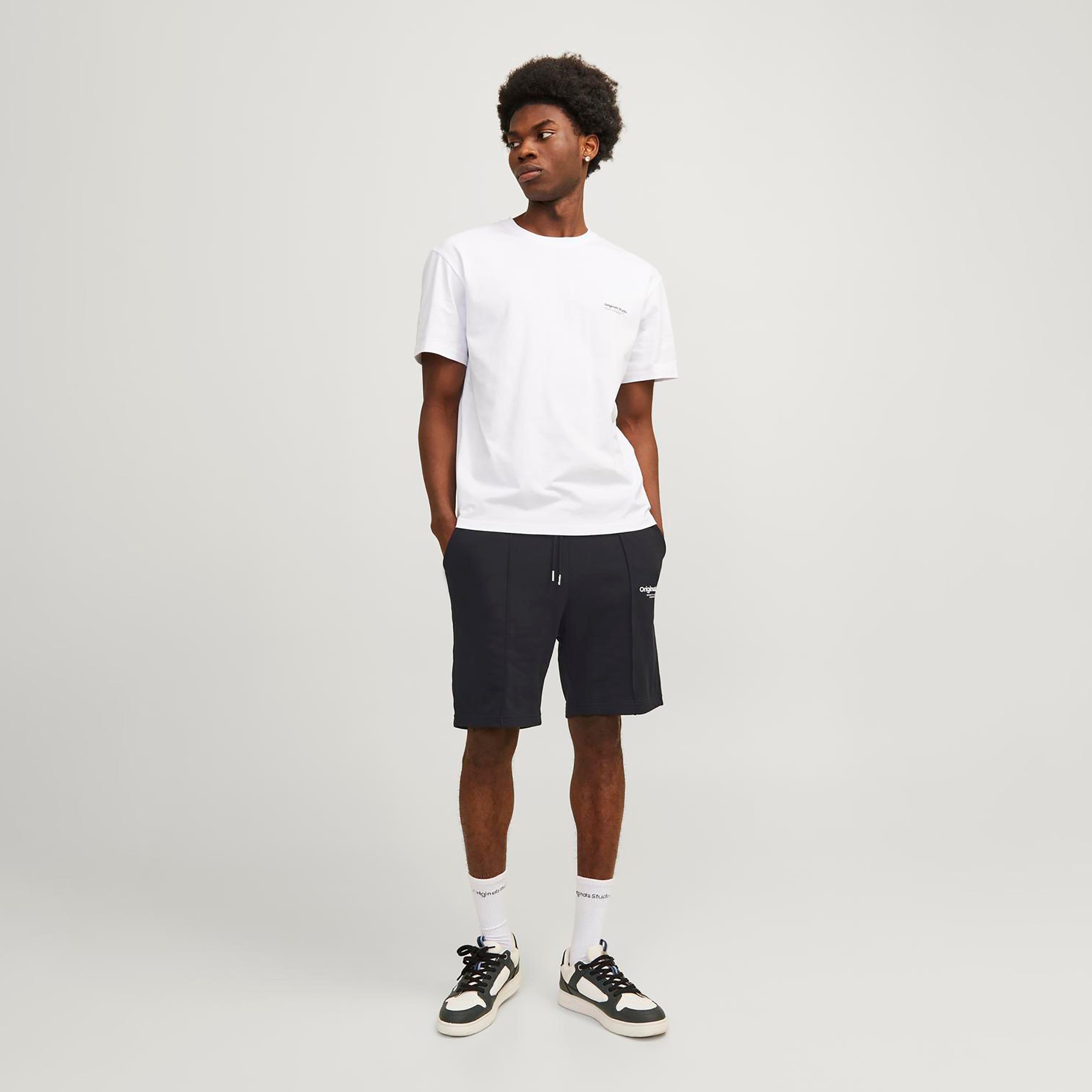 Jack & Jones Plain Mid-Rise Drawstring Waistband Shorts-men-clothing-bottoms-shorts-image-2