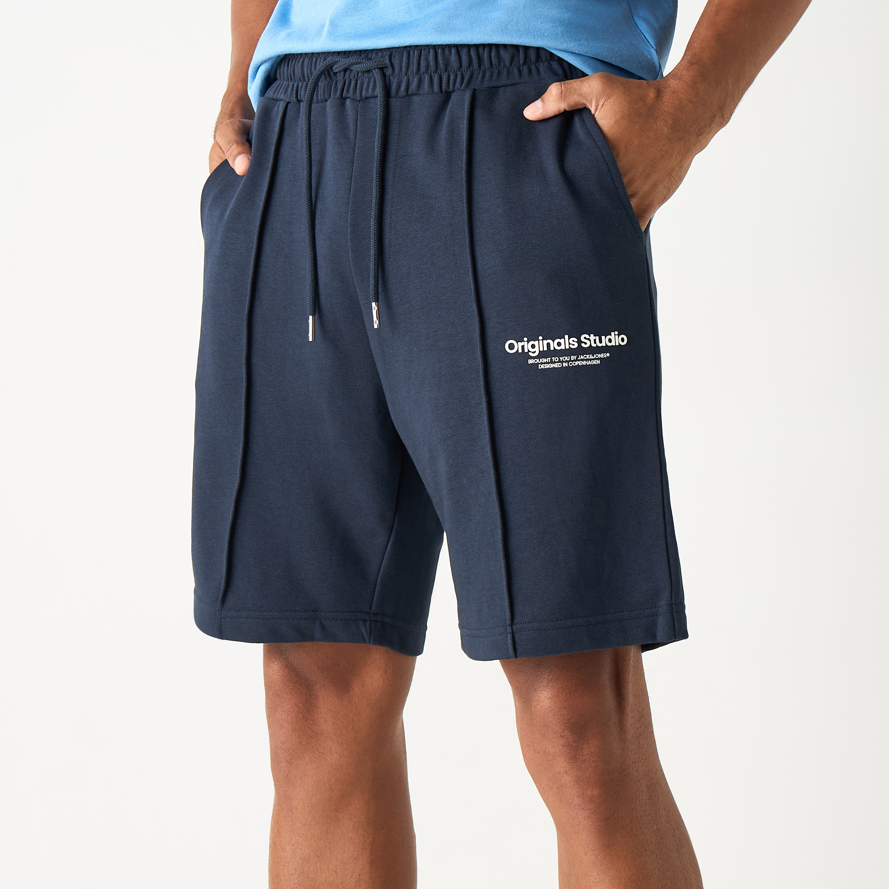 Jack & Jones Plain Mid-Rise Drawstring Waistband Shorts-men-clothing-bottoms-shorts-image-5