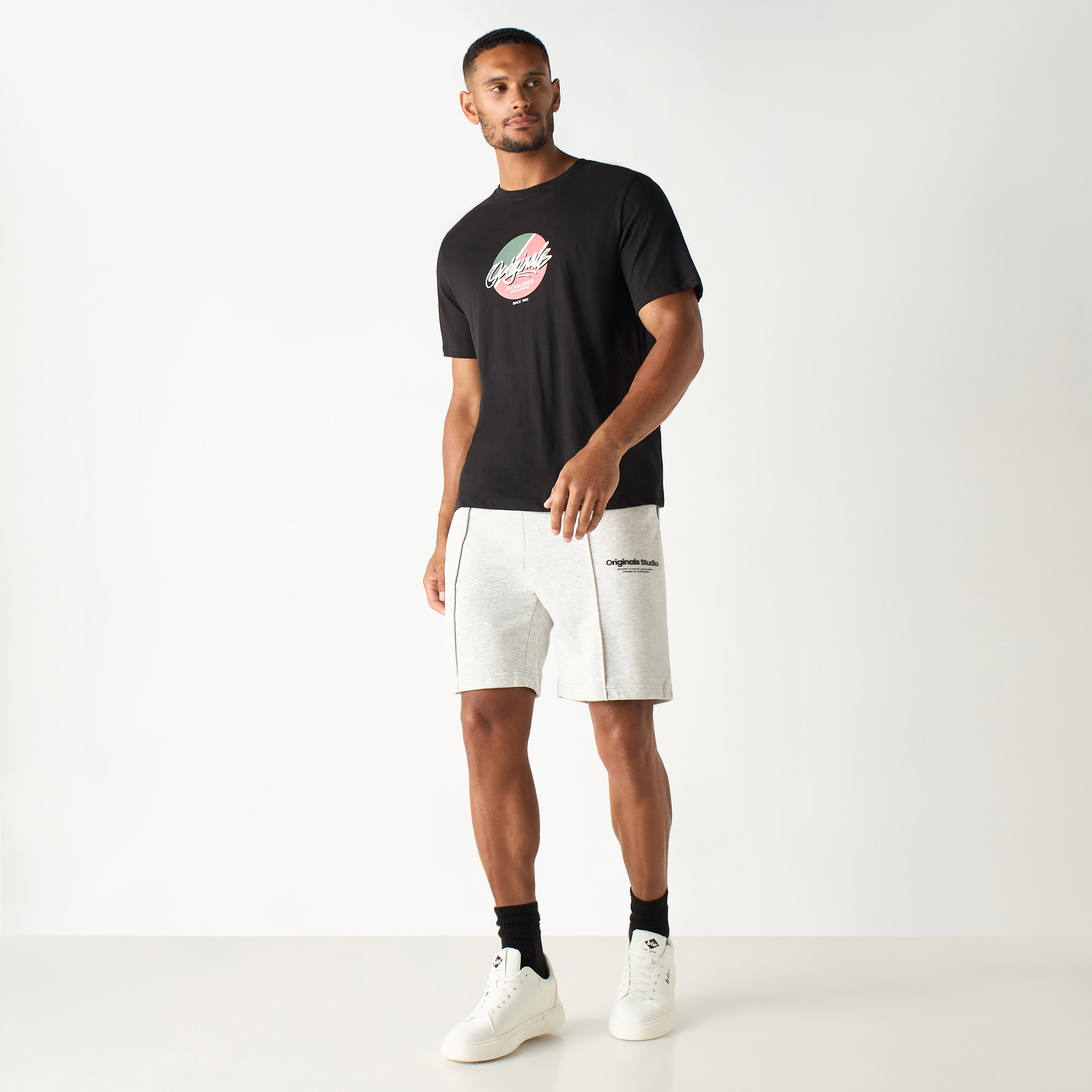 Jack & Jones Plain Mid-Rise Drawstring Waistband Shorts-men-clothing-bottoms-shorts-image-14