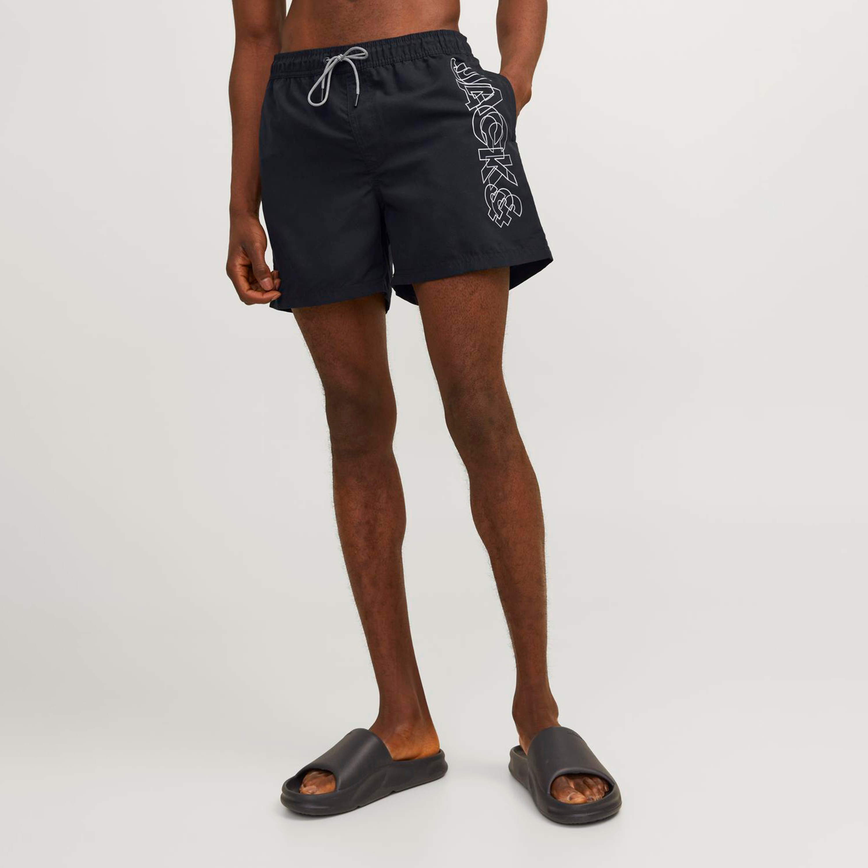 Jack & Jones Logo Drawstring Swim Shorts-men-clothing-swimandbeach-shorts-image-1