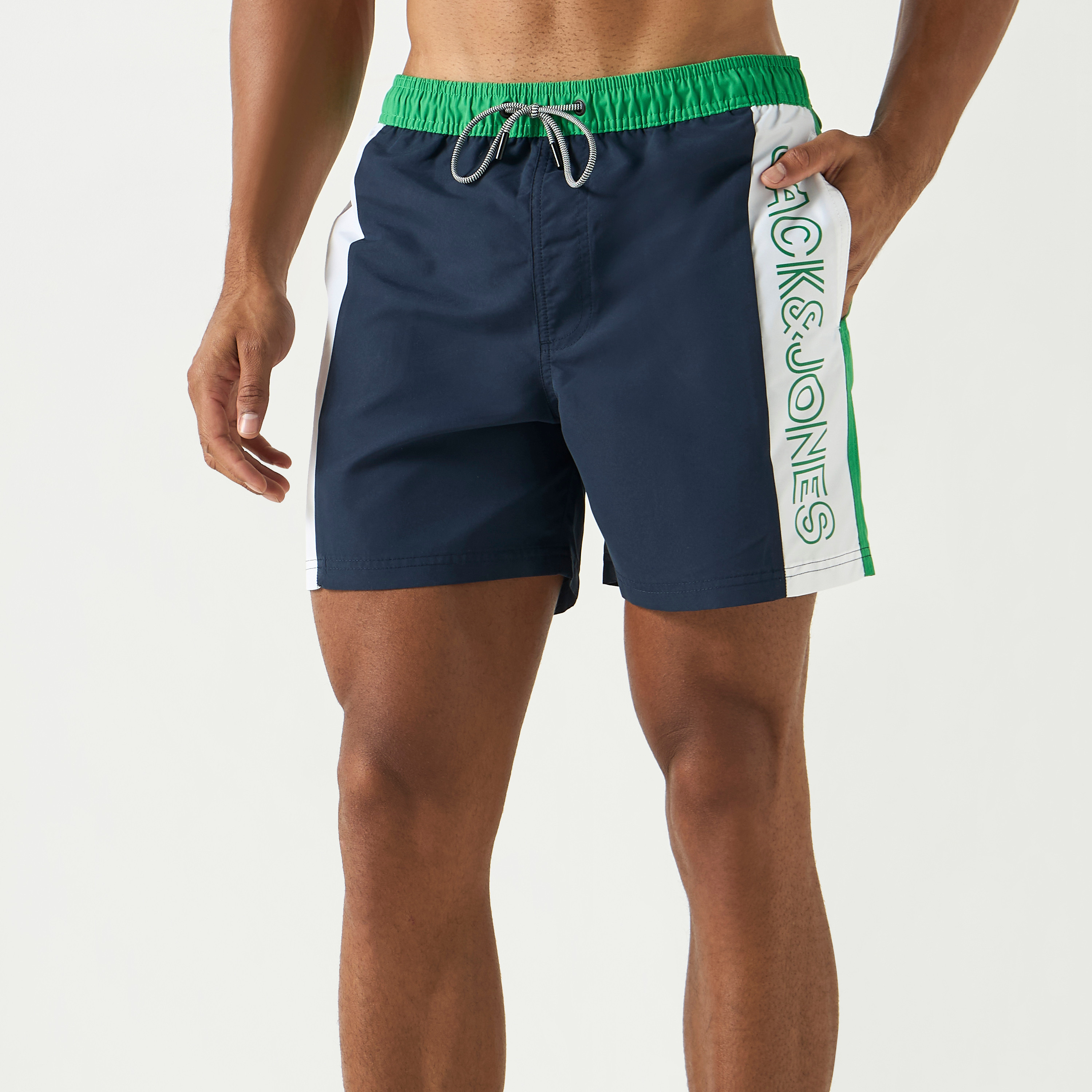 Jack & Jones Colour Blocked Drawstring Swim Shorts-men-clothing-swimandbeach-shorts-image-5