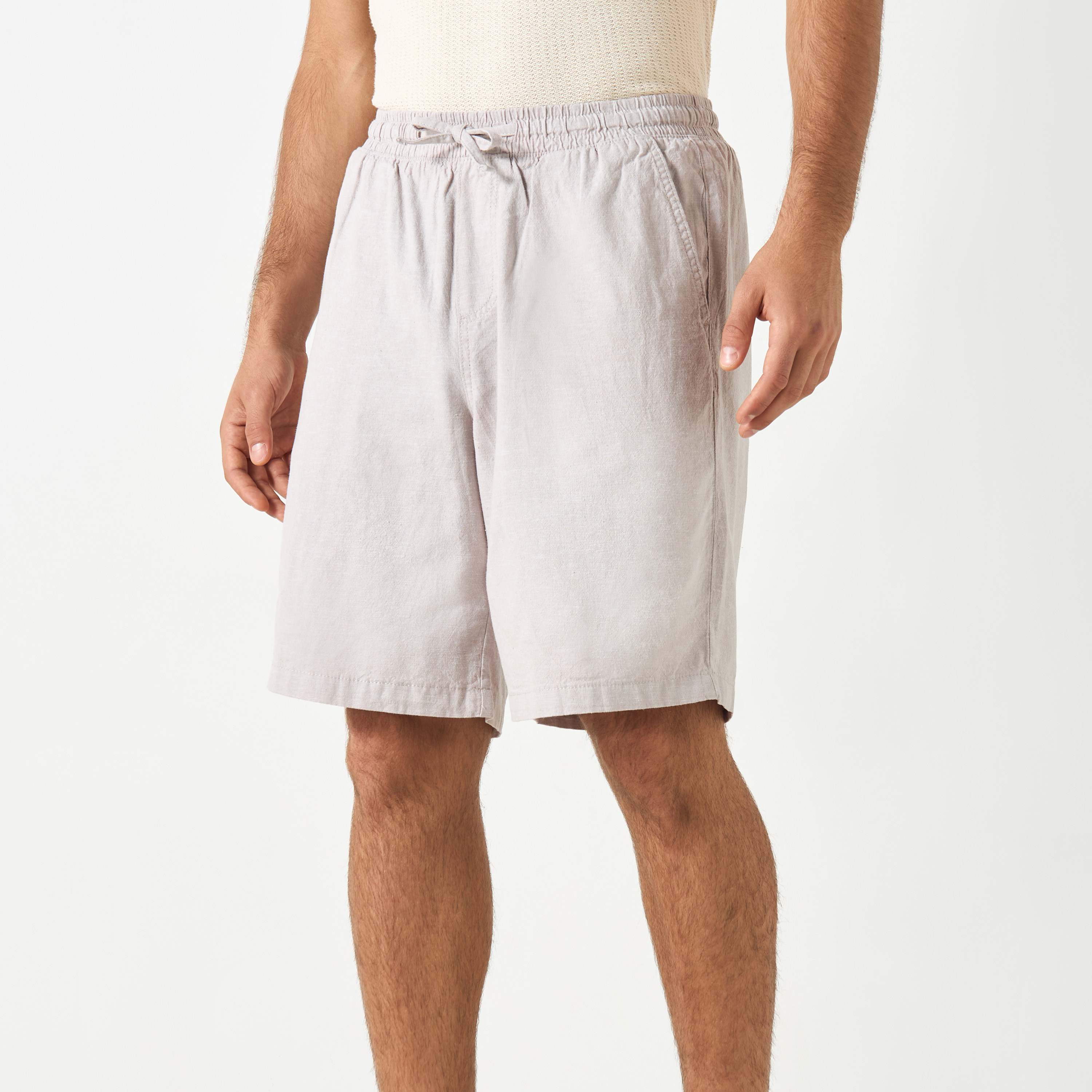 Jack & Jones Plain Mid-Rise Drawstring Shorts-men-clothing-bottoms-shorts-image-1