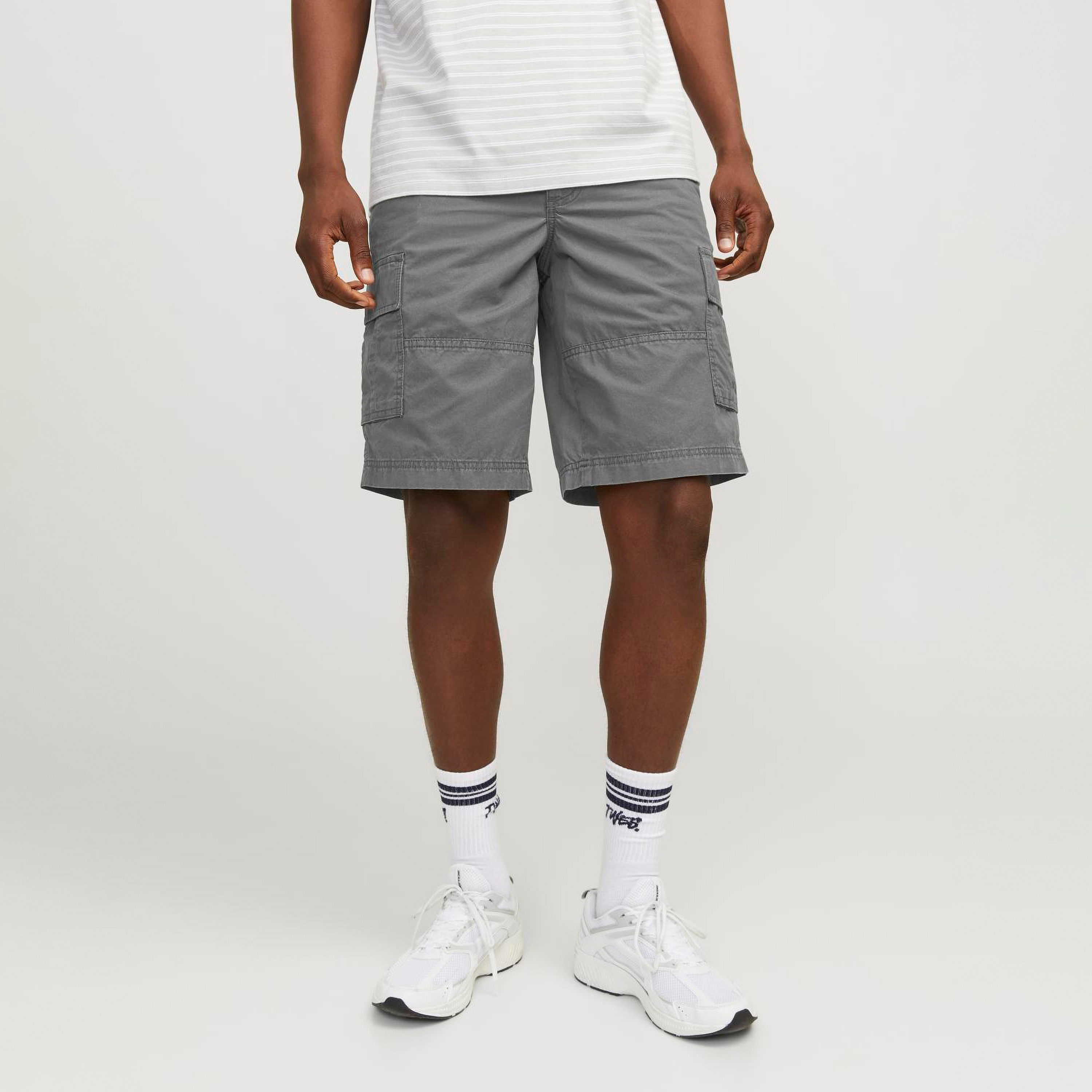 Jack & Jones Plain Mid-Rise Button and Zip Fly Men's Cargo Shorts-men-clothing-bottoms-shorts-image-1