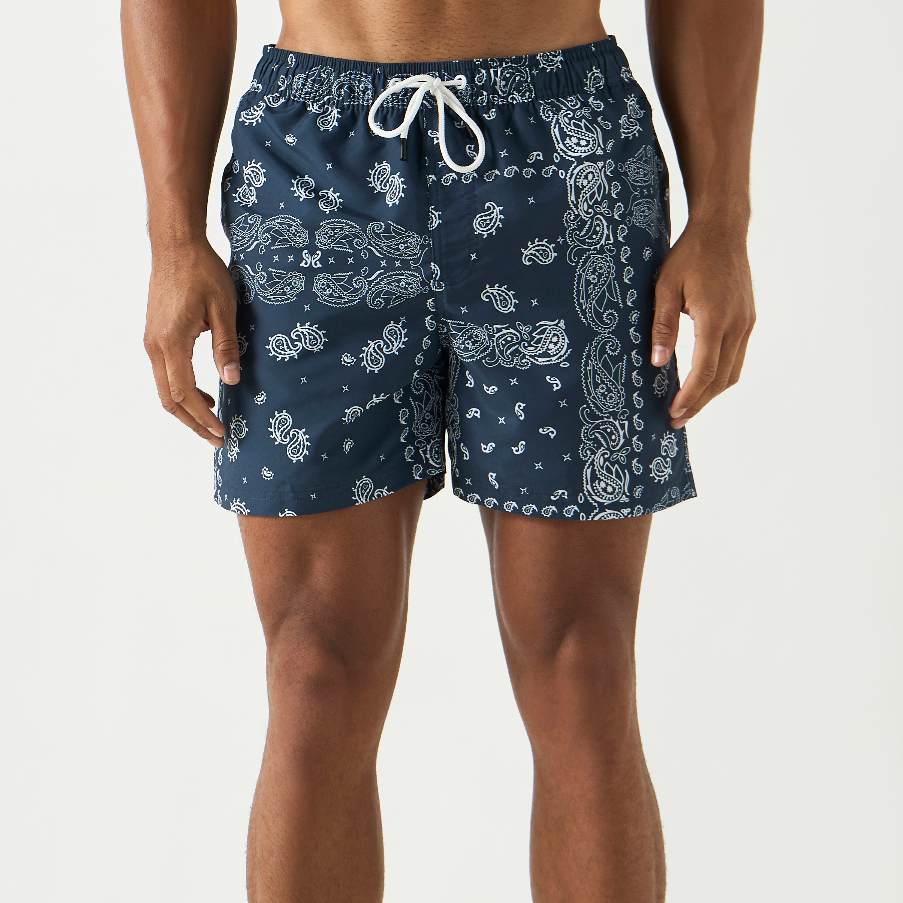 شورت سباحة من جاك آند جونز برباط مع مطبوع-men-clothing-swimandbeach-shorts-image-1