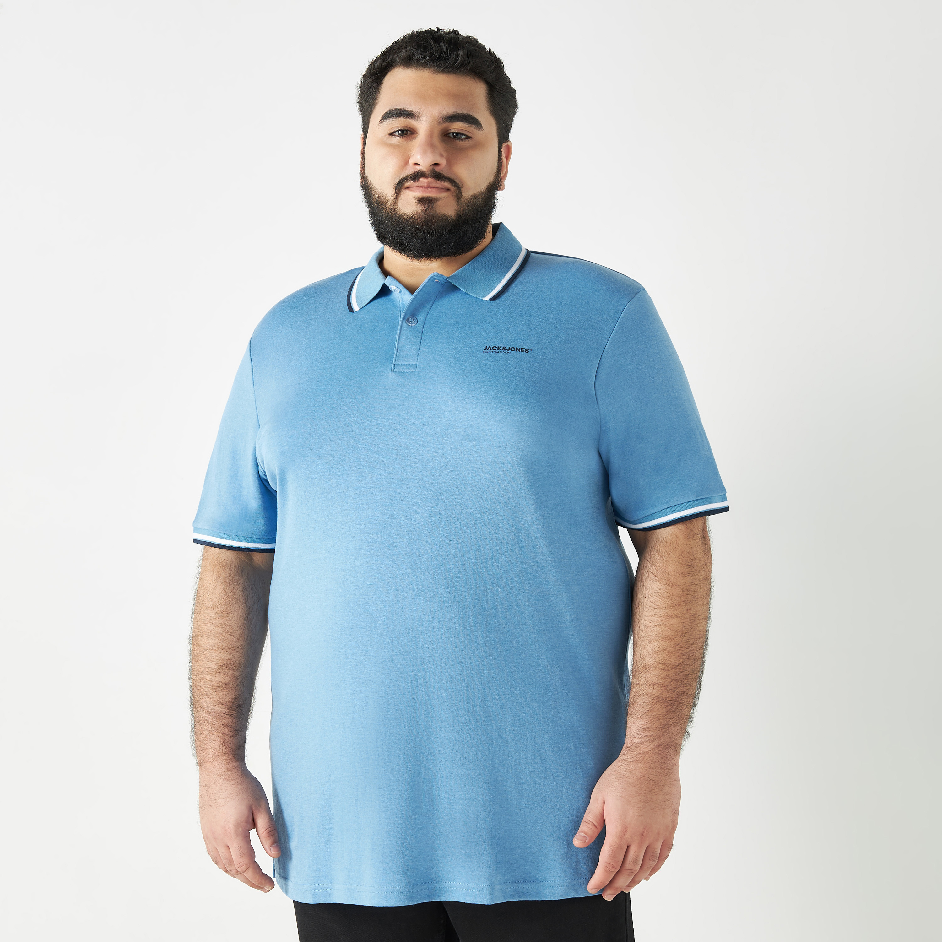 Jack & Jones Plus Size Plain Collared Short Sleeves Polo T-Shirt-men-clothing-tshirtsandpolos-polos-image-1
