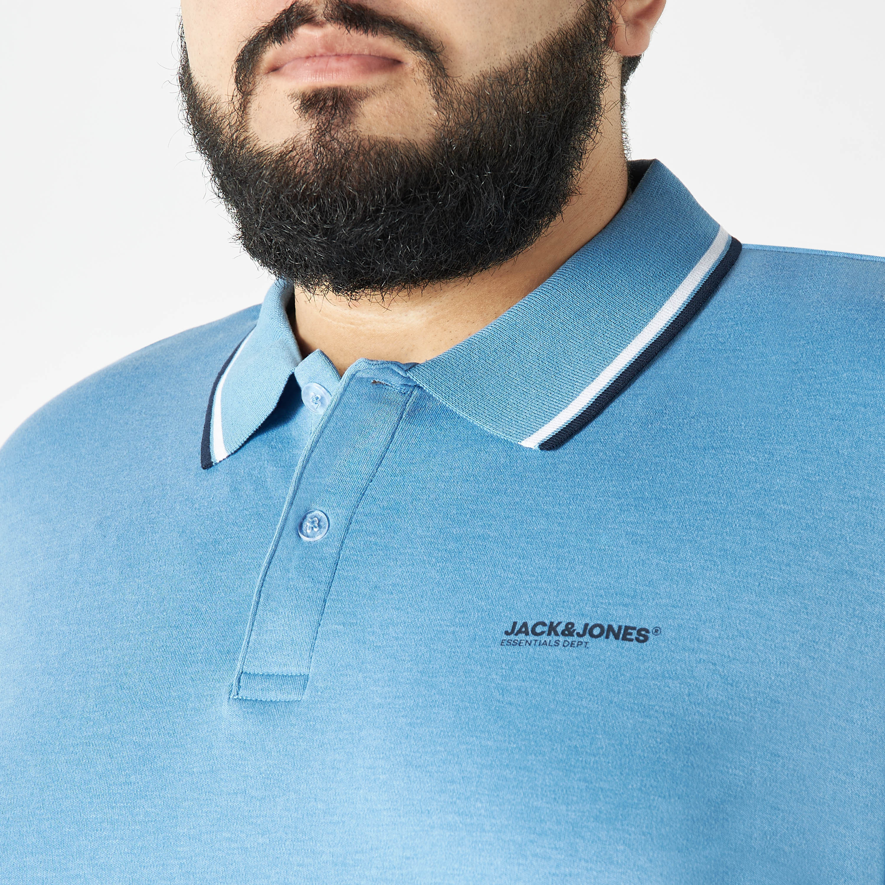تي شيرت بولو بأكمام قصيرة وياقة سادة مقاس كبير من جاك آند جونز-men-clothing-tshirtsandpolos-polos-image-4