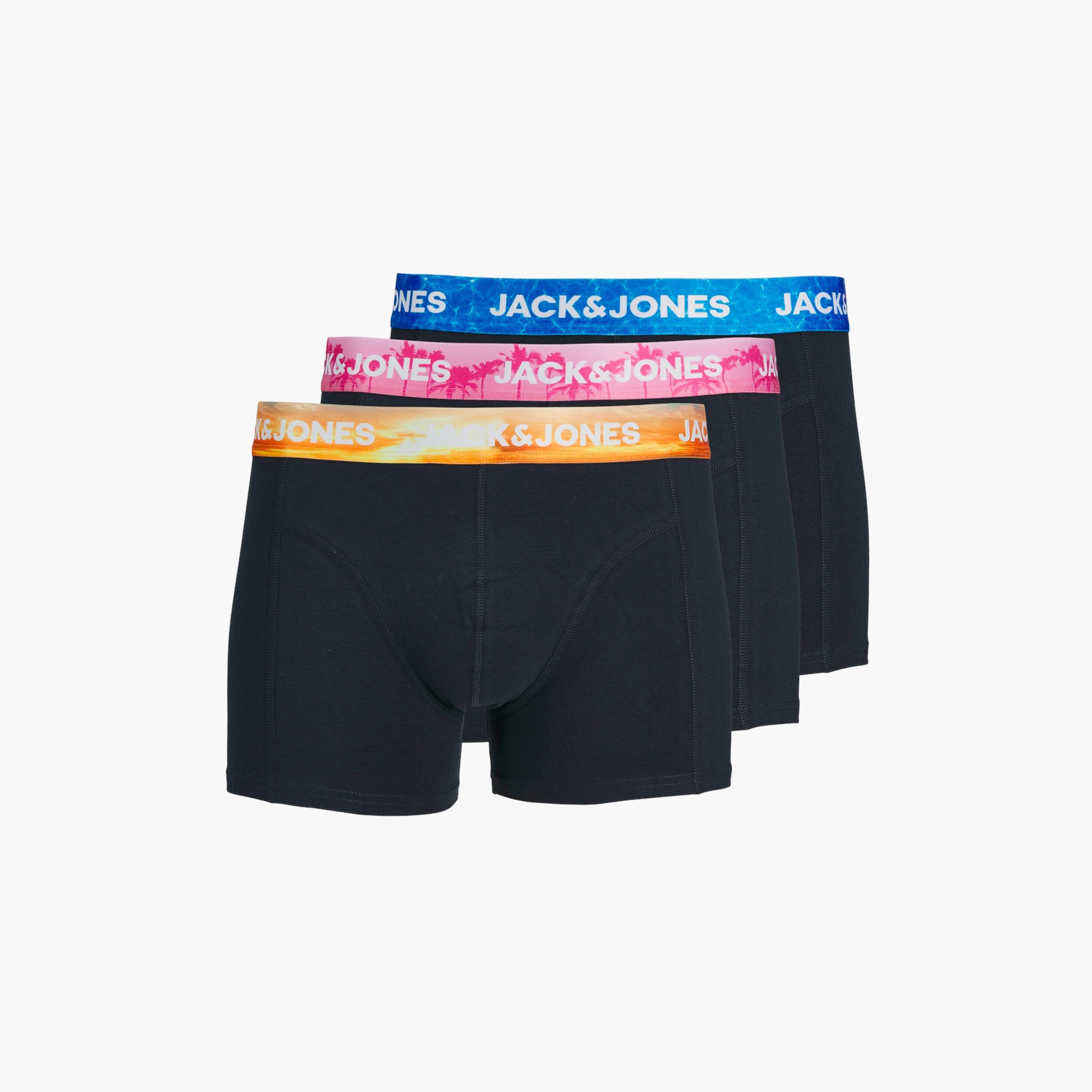 Jack & Jones Pack of 3 Men's Plain Trunks-men-clothing-innerwear-underwear-image-1