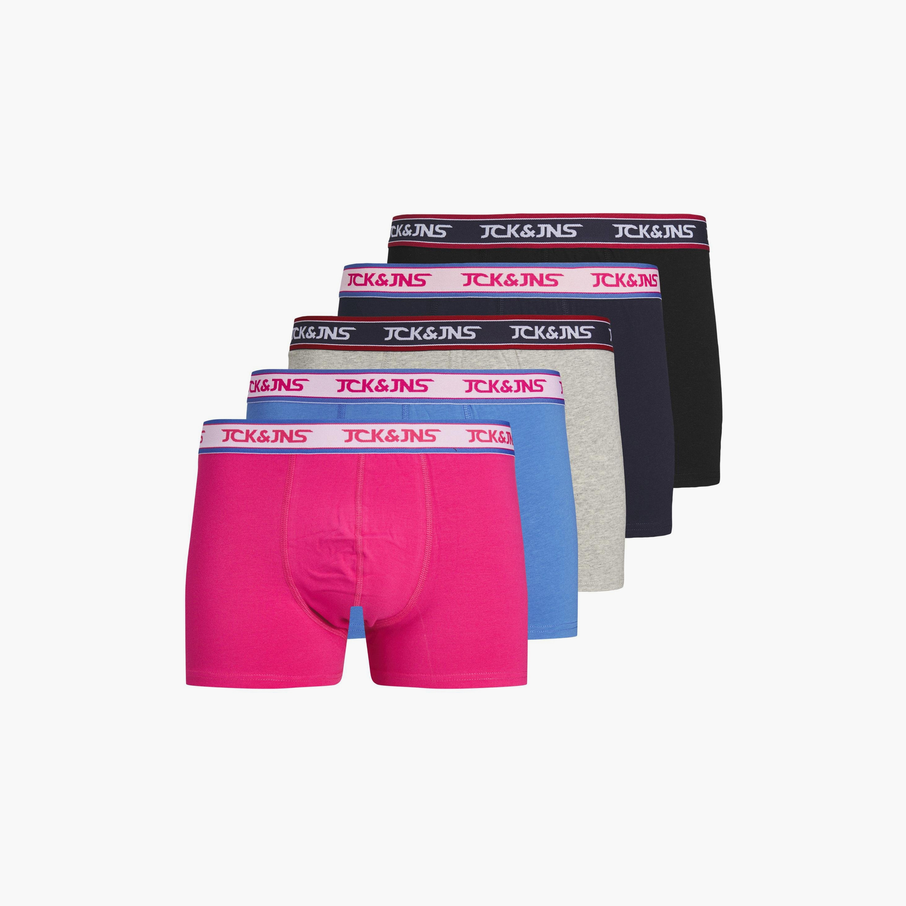 Jack & Jones Pack of 5 Men's Plain and Printed Jacmike Trunks-men-clothing-innerwear-underwear-image-1