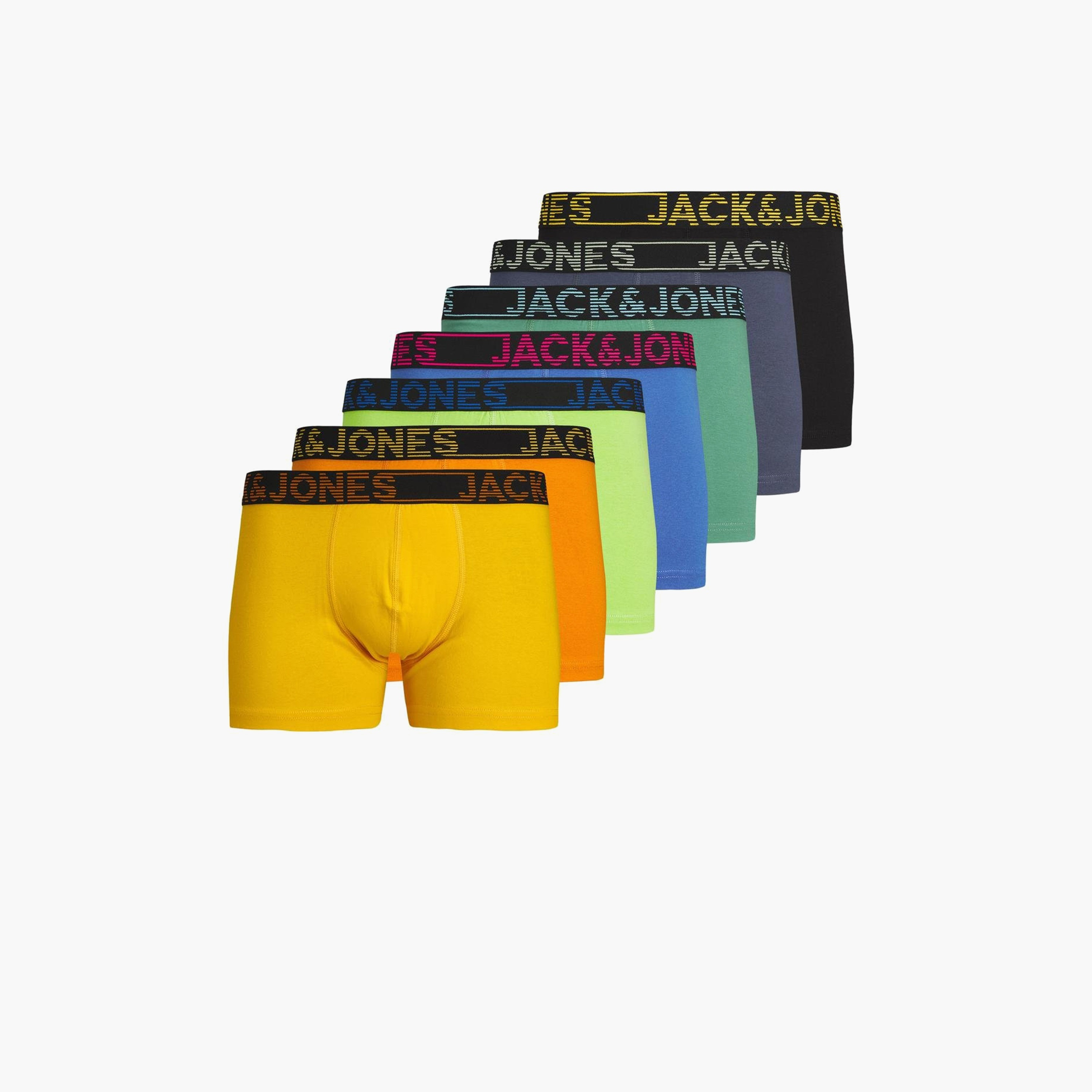 حزمة من 7 سراويل داخلية بحزام خصر مطاطي مطبوع عليها علامة تجارية من جاك آند جونز-men-clothing-innerwear-underwear-image-1