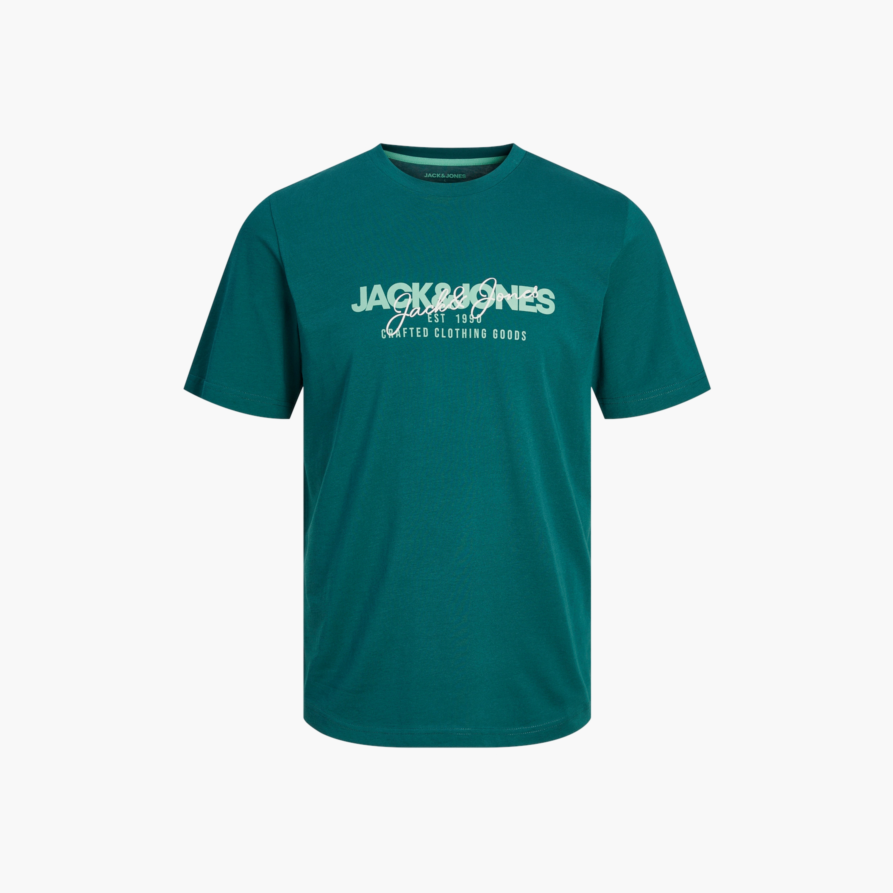 تيشيرت بأكمام قصيرة وياقة دائرية وشعار  من جاك آند جونز-men-clothing-tshirtsandpolos-tshirts-image-1