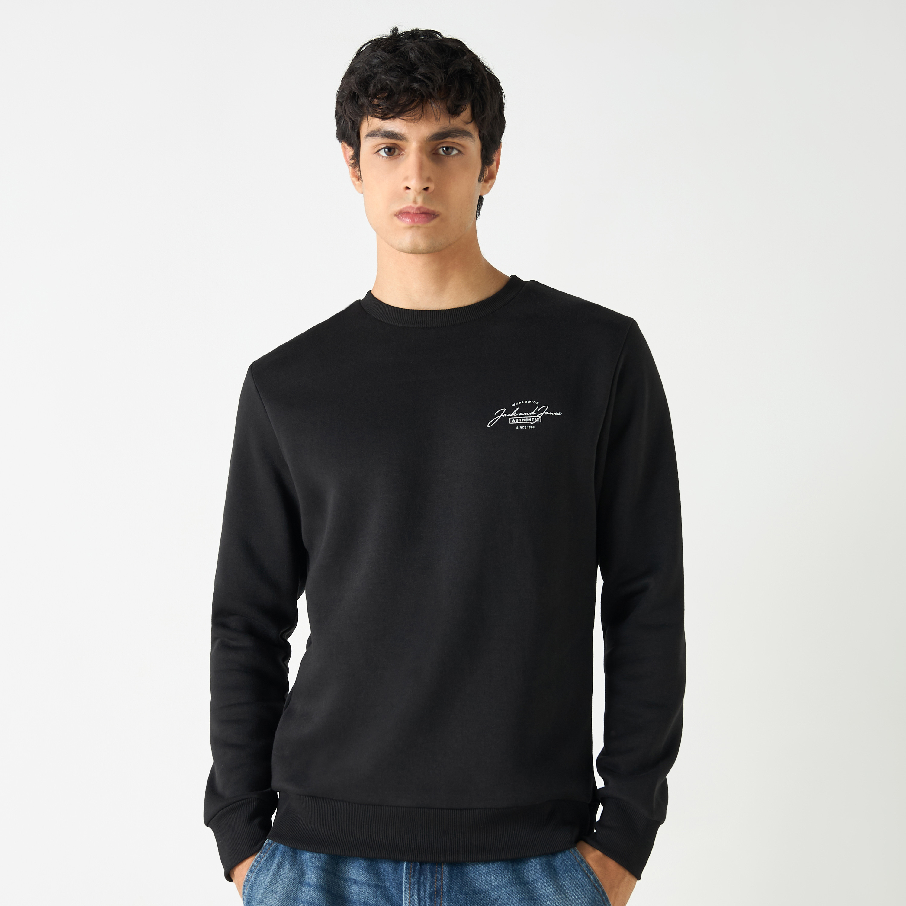 Jack & Jones Logo Crew Neck Long Sleeves Sweatshirt-men-winterwear-hoodiesandsweatshirts-image-1