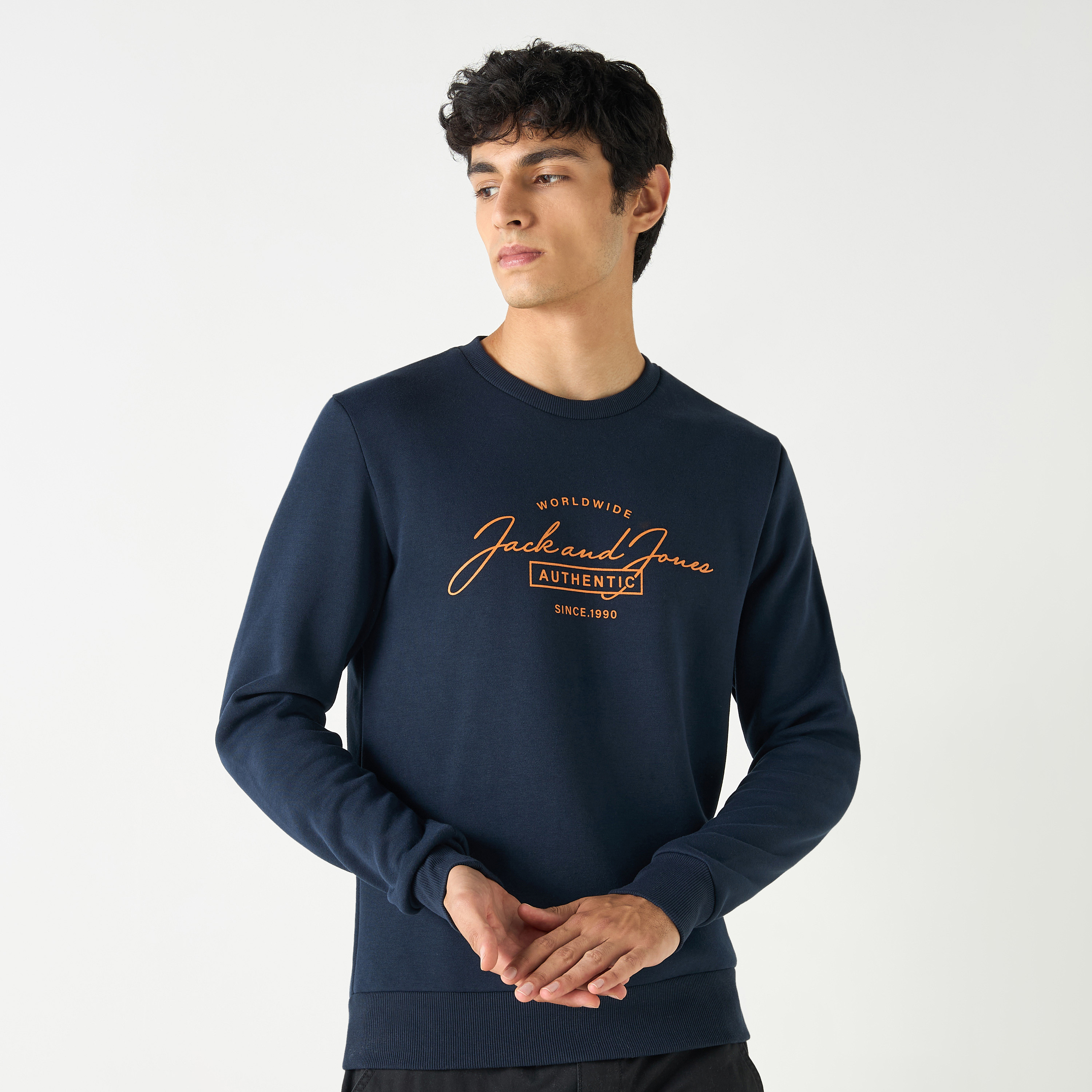Jack & Jones Logo Crew Neck Long Sleeves Sweatshirt-men-winterwear-hoodiesandsweatshirts-image-2