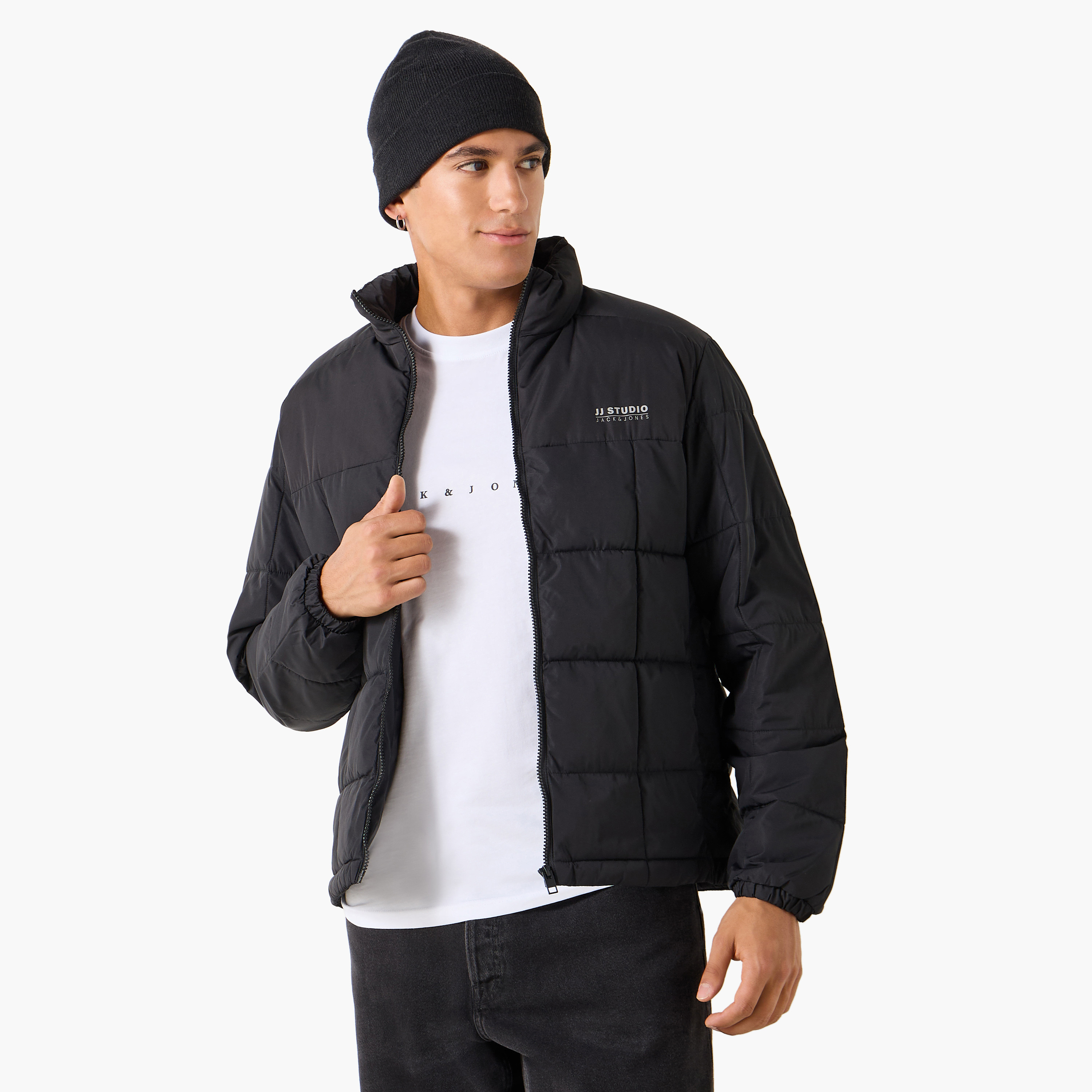 Jack & Jones Plain High Stand-Up Collar Long Sleeves Men's Quilted Jacket-men-clothing-jacketsandblazers-jackets-image-1