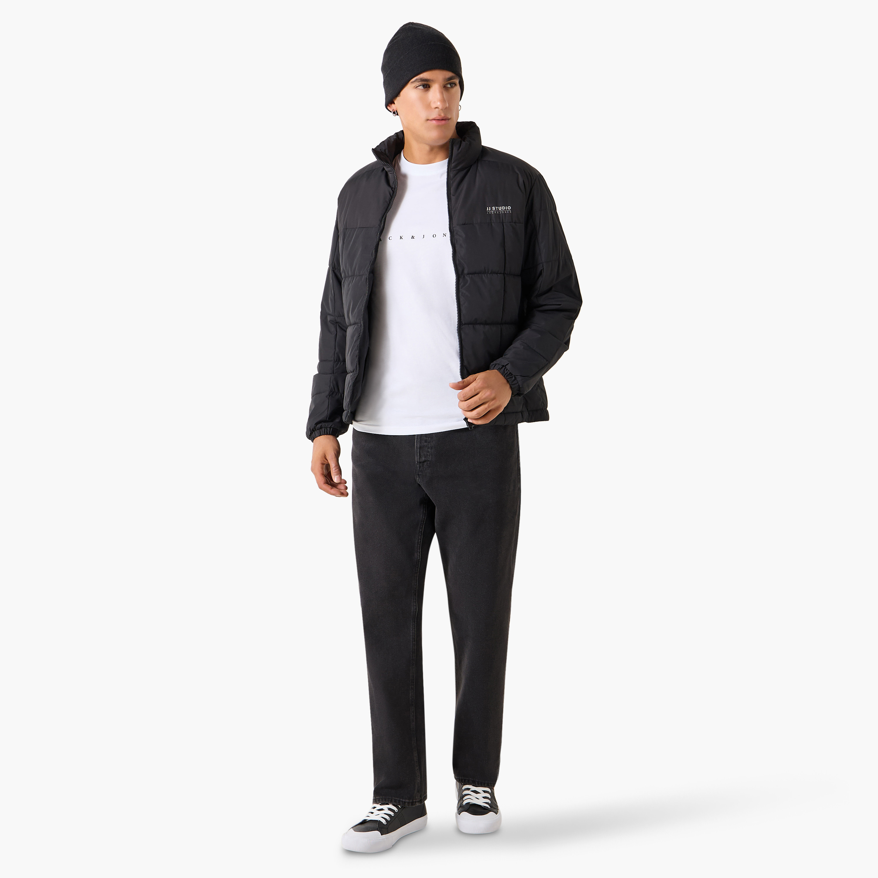 Jack & Jones Plain High Stand-Up Collar Long Sleeves Men's Quilted Jacket-men-clothing-jacketsandblazers-jackets-image-2