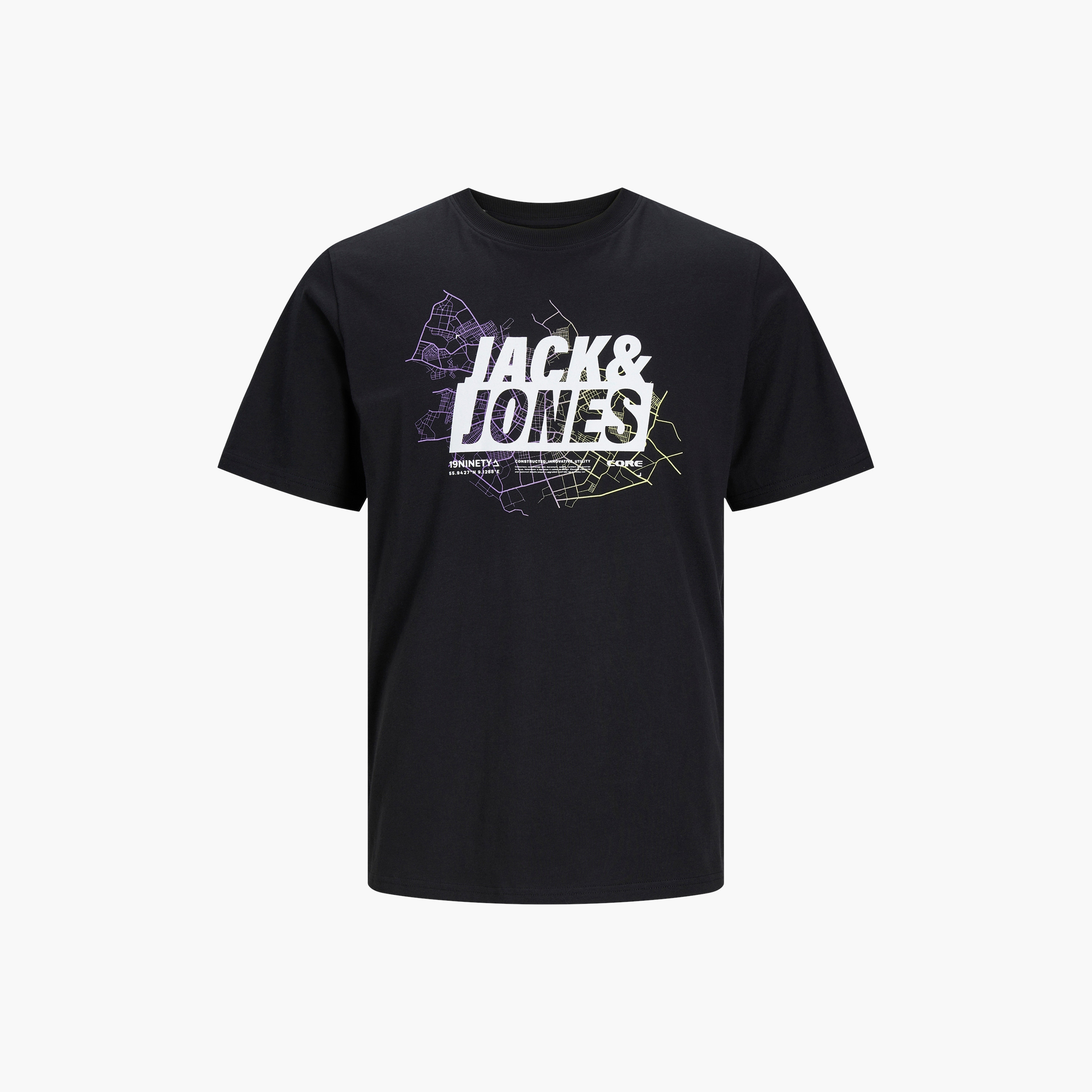 تي شيرت ذو مقاس كبير من جاك آند جونز ذو شعار بأكمام قصيرة و ياقة مستديرة-men-clothing-tshirtsandpolos-tshirts-image-1