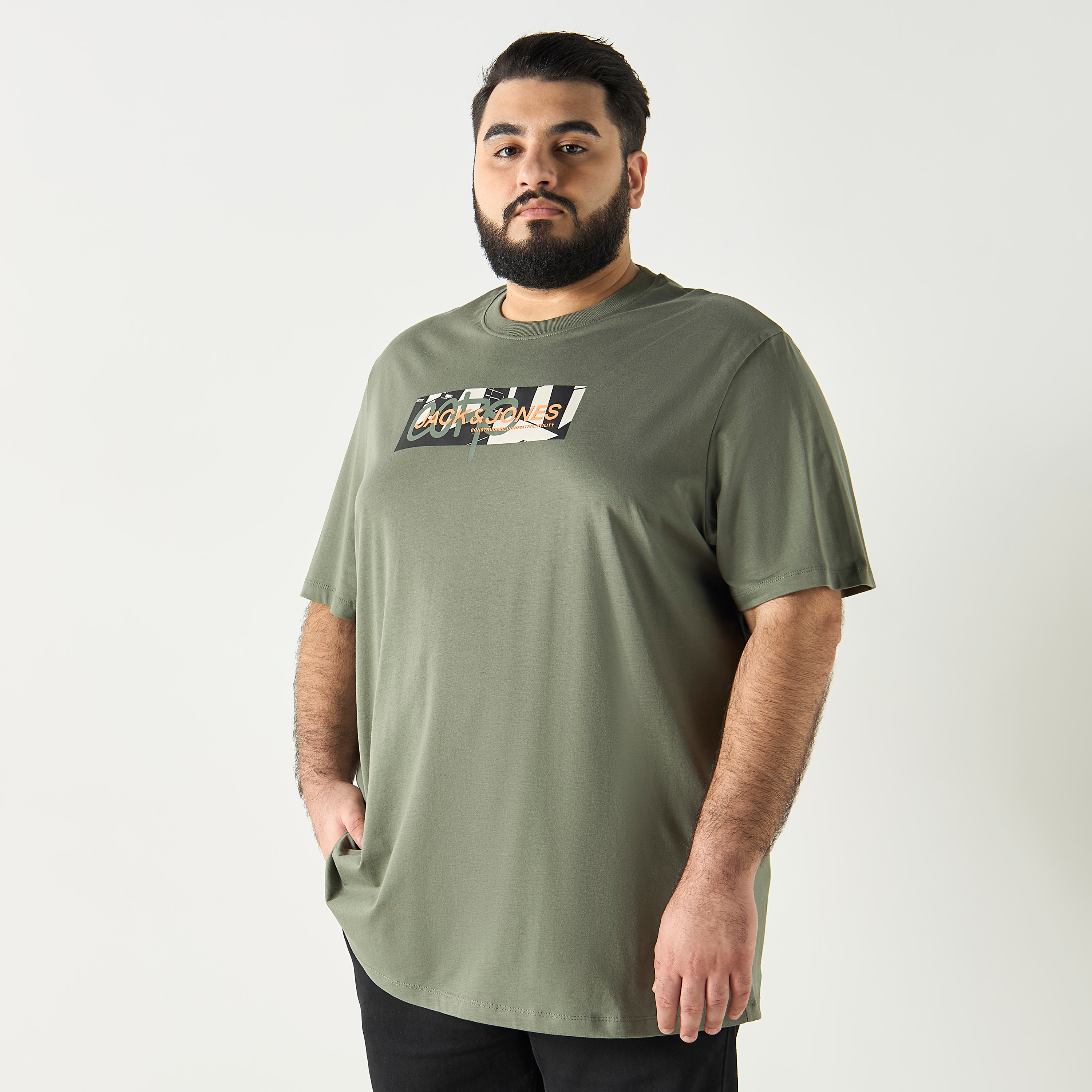 Jack & Jones Plus Size Logo Crew Neck Short Sleeves T-Shirt-men-clothing-tshirtsandpolos-tshirts-image-1