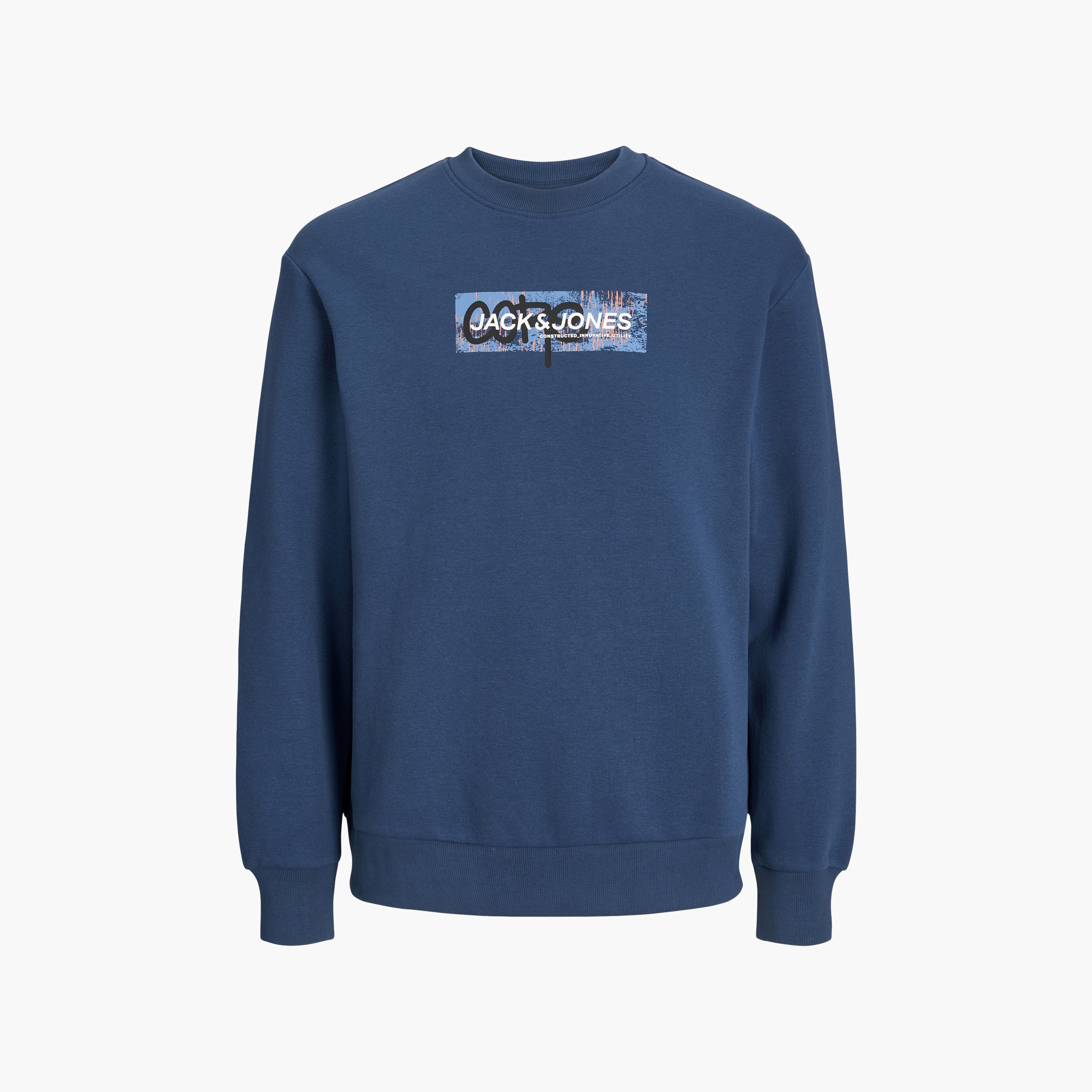 Jack & Jones Plus Size Logo Crew Neck Long Sleeves Sweatshirt-men-winterwear-hoodiesandsweatshirts-image-2