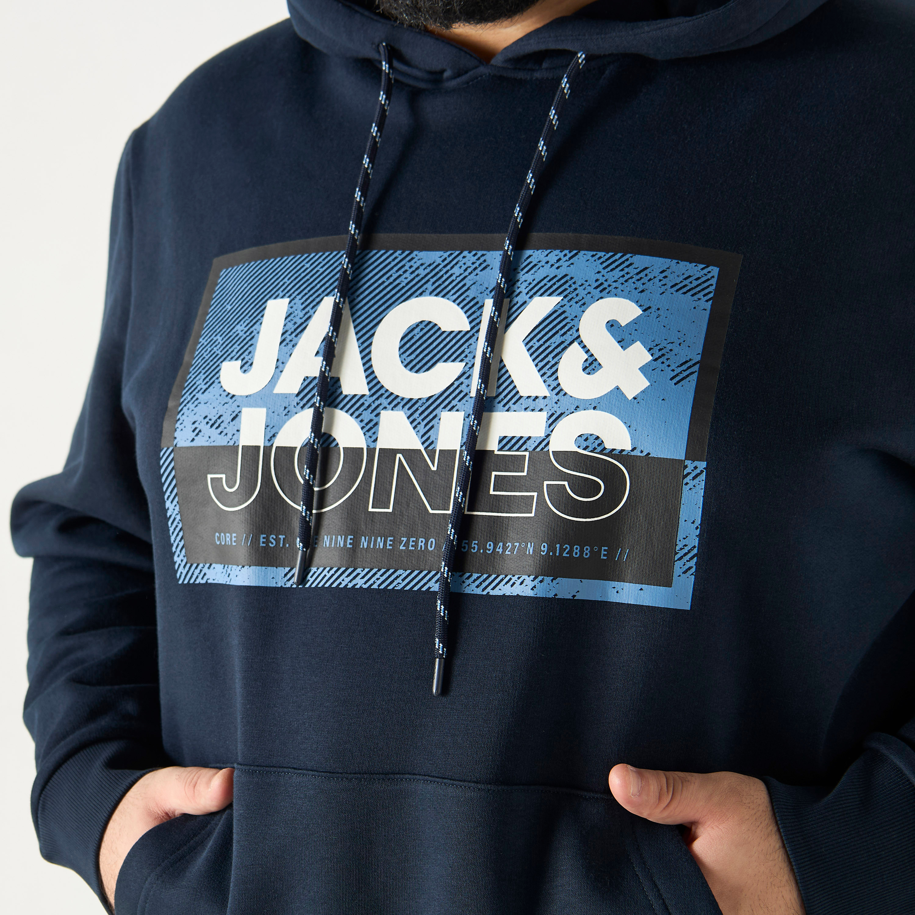 Jack & Jones Plus Size Logo Print Hoodie with Kangaroo Pocket-men-winterwear-hoodiesandsweatshirts-image-4
