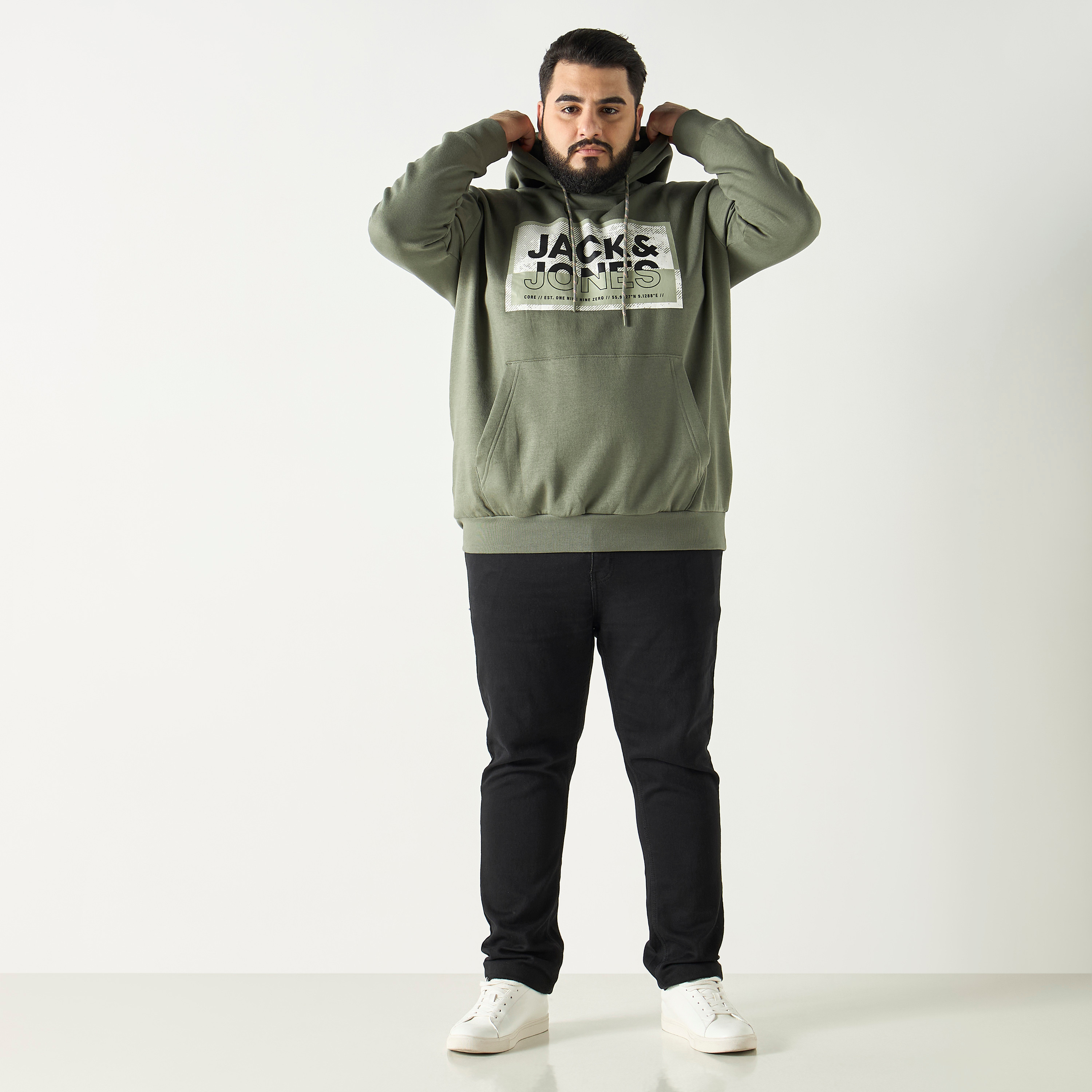 Jack & Jones Plus Size Logo Print Hoodie with Kangaroo Pocket-men-winterwear-hoodiesandsweatshirts-image-6